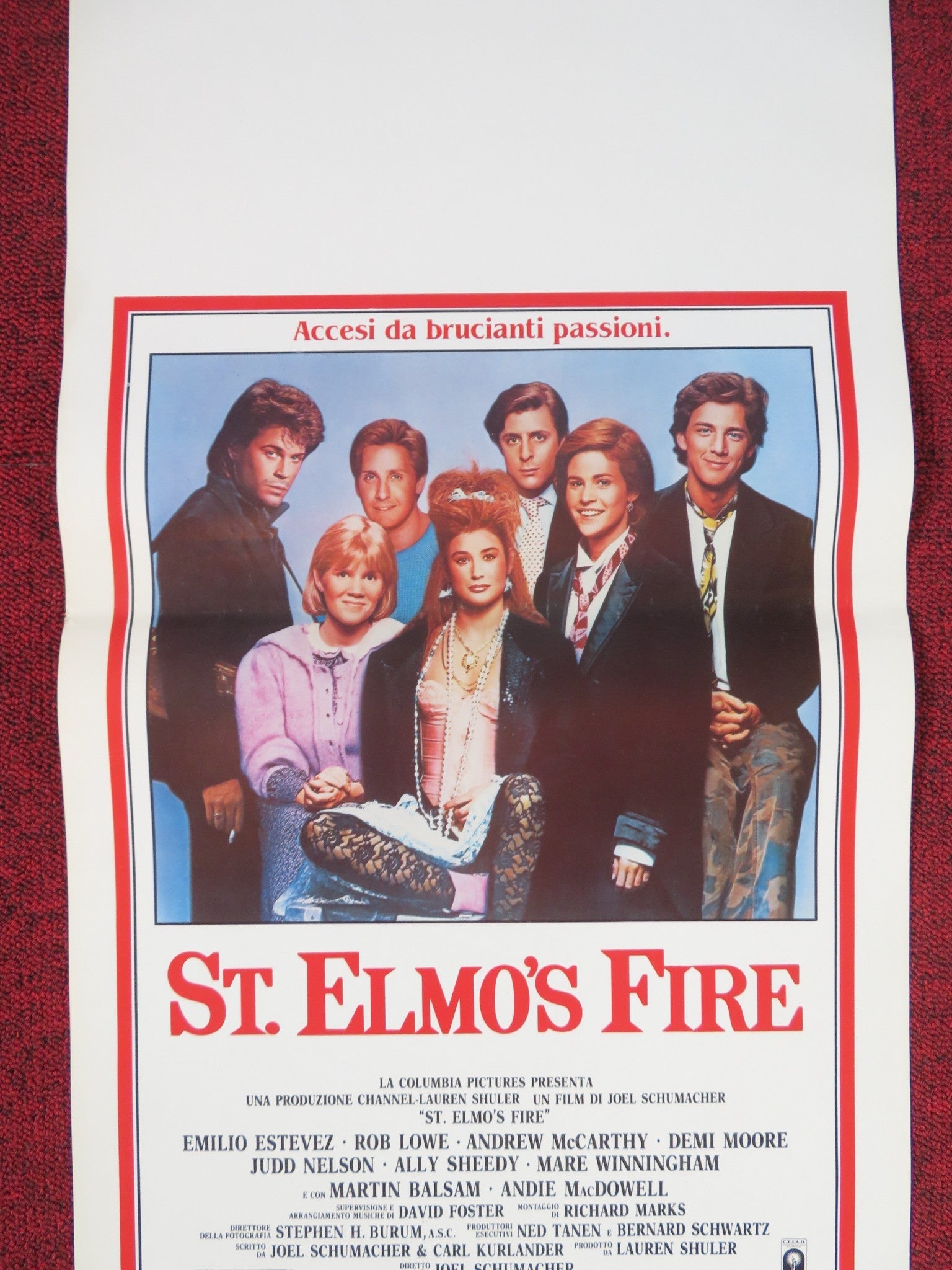 ST. ELMO'S FIRE ITALIAN LOCANDINA POSTER EMILIO ESTEVEZ ROB LOWE DEMI MOORE 1985 Rendezvous Cinema Movie posters