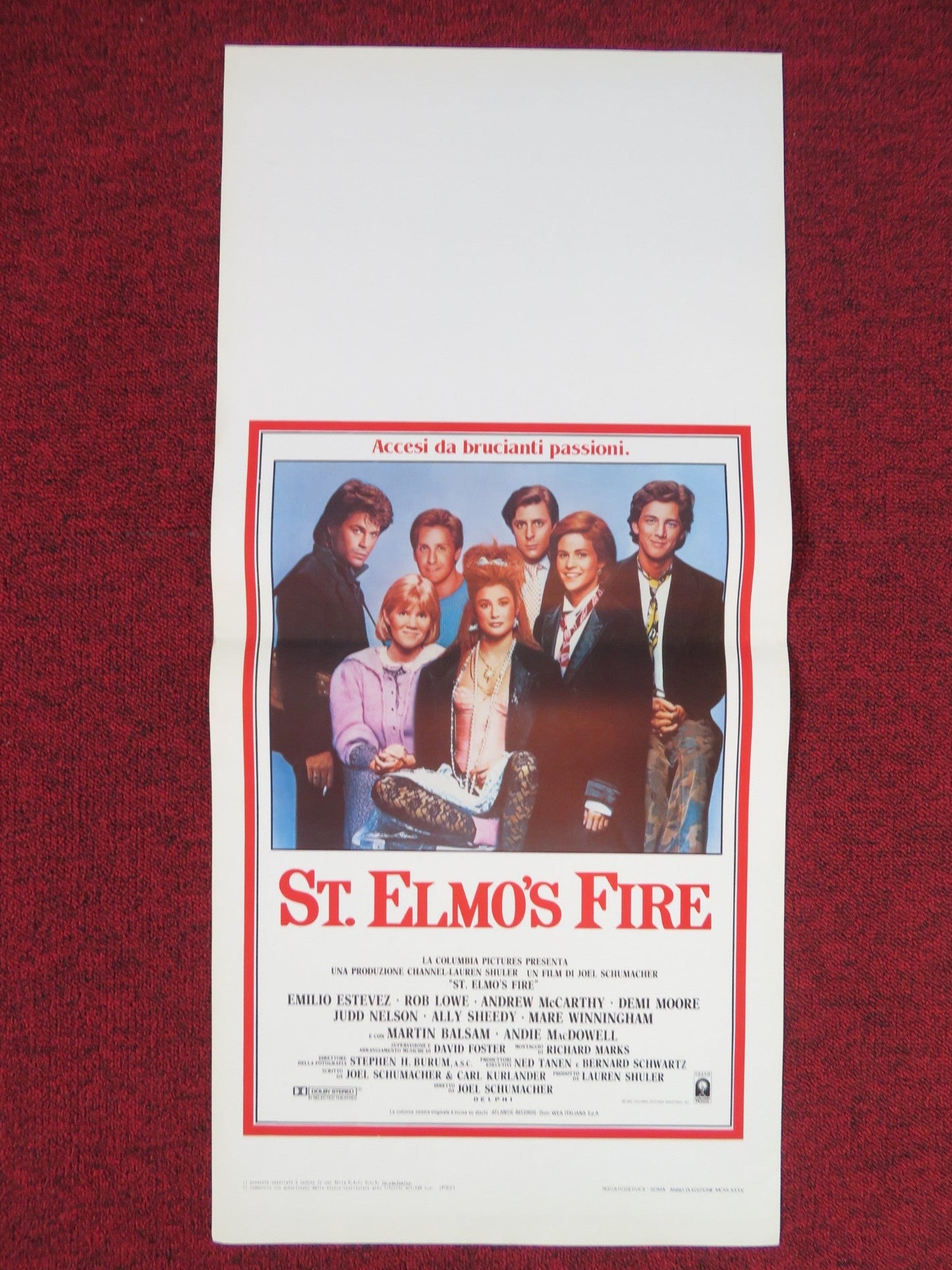 ST. ELMO'S FIRE ITALIAN LOCANDINA POSTER EMILIO ESTEVEZ ROB LOWE DEMI MOORE 1985 Rendezvous Cinema Movie posters