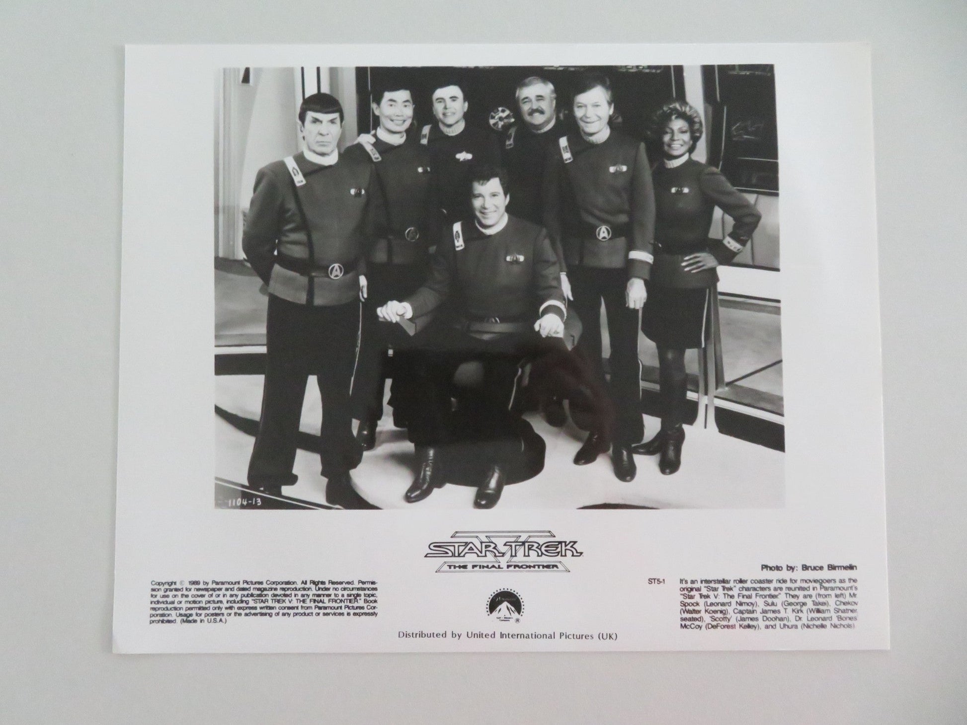 STAR TREK: THE FINAL FRONTIER MOVIE STILL PHOTO LOT OF 6 WILLIAM SHATNER 1989 - Rendezvous Cinema