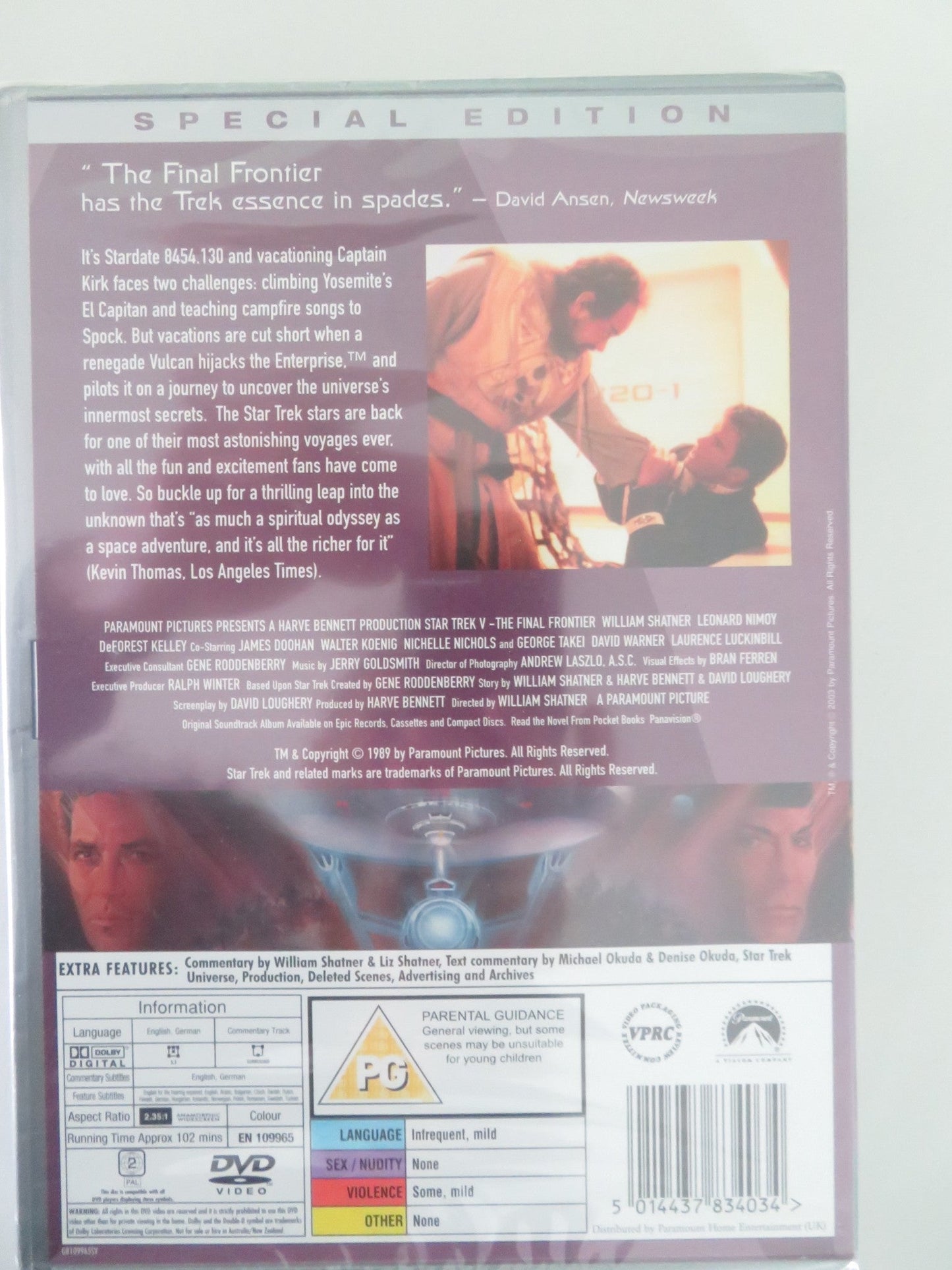 STAR TREK V THE FINAL FRONTIER (DVD) WILLIAM SHATNER L. NIMOY 1989 REGION 2 Movie posters