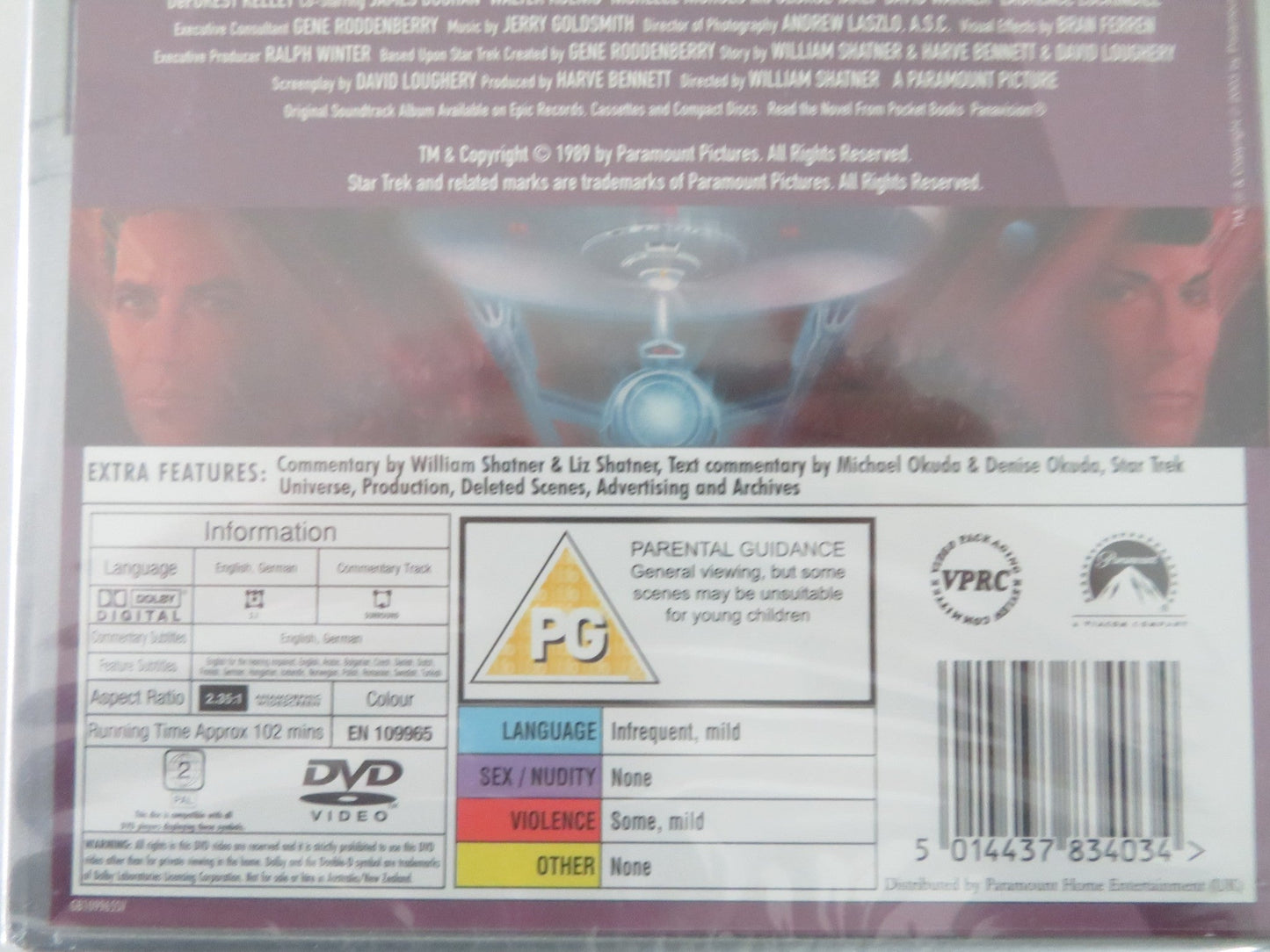 STAR TREK V THE FINAL FRONTIER (DVD) WILLIAM SHATNER L. NIMOY 1989 REGION 2 Movie posters