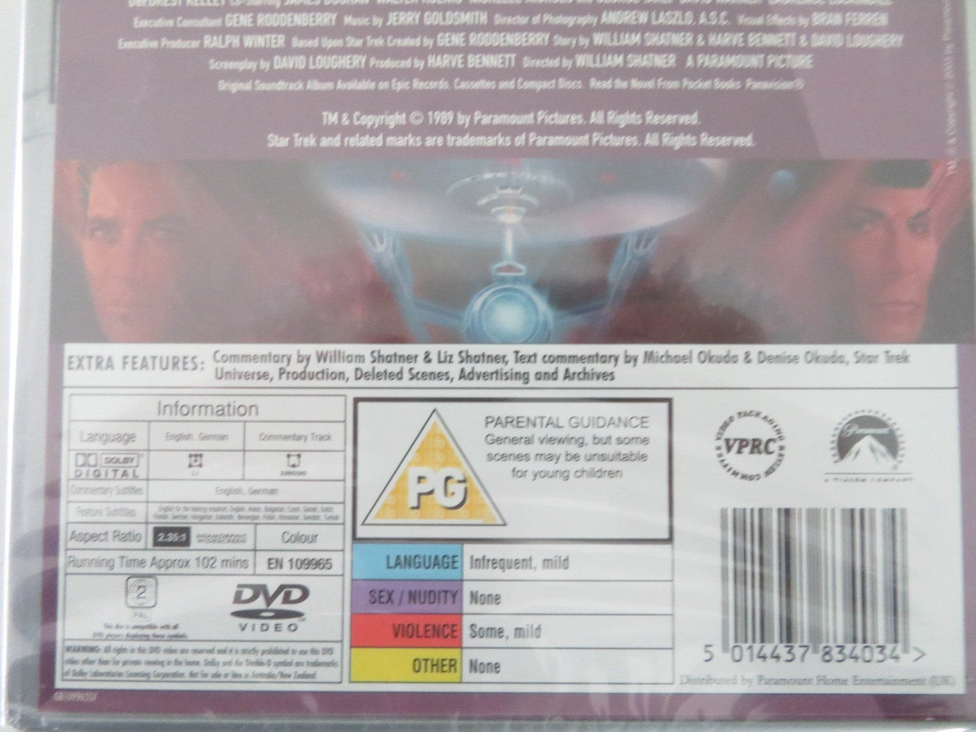 STAR TREK V THE FINAL FRONTIER (DVD) WILLIAM SHATNER L. NIMOY 1989 REGION 2 Movie posters