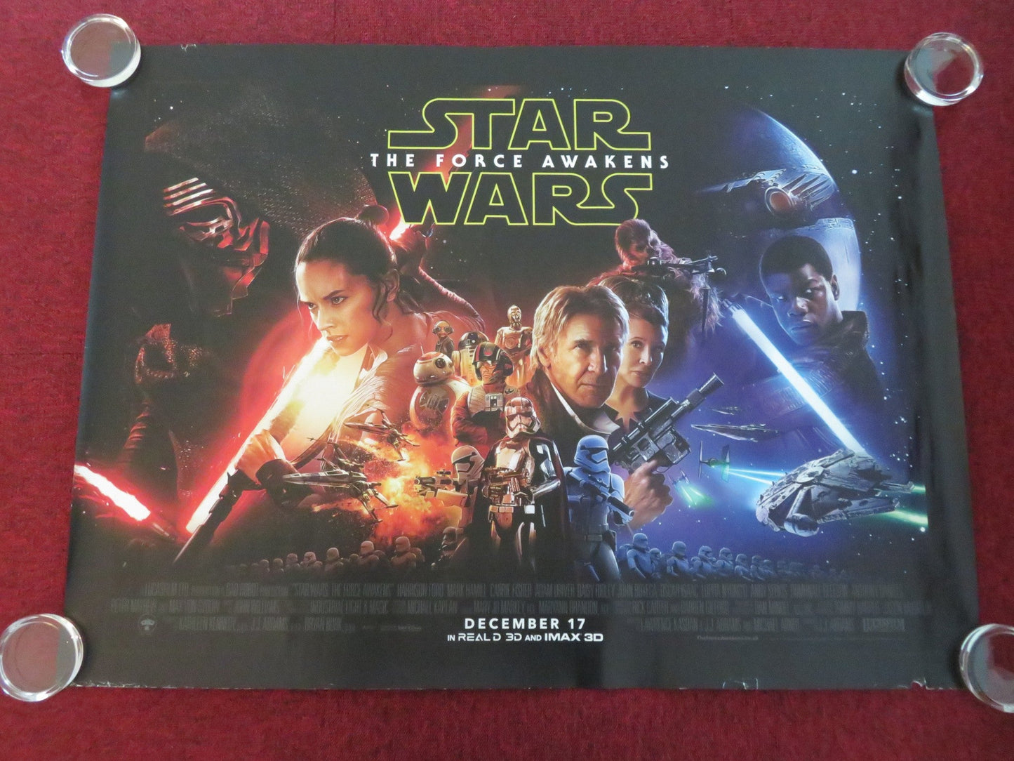STAR WARS: EPISODE VII - THE FORCE AWAKENS UK QUAD ROLLED POSTER H. FORD 2015 Movie posters