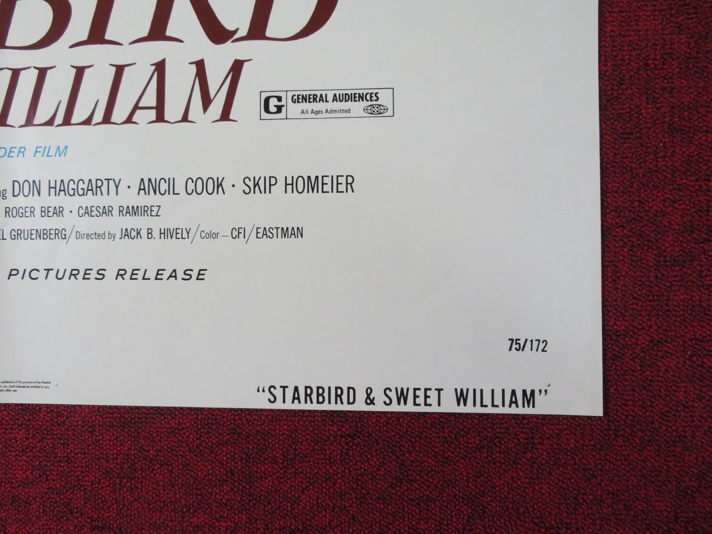 STARBIRD AND SWEET WILLIAM FOLDED US ONE SHEET POSTER A MARTINEZ L. LEWIS 1975 Rendezvous Cinema Movie posters