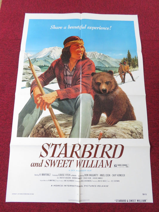 STARBIRD AND SWEET WILLIAM FOLDED US ONE SHEET POSTER A MARTINEZ L. LEWIS 1975 Rendezvous Cinema Movie posters