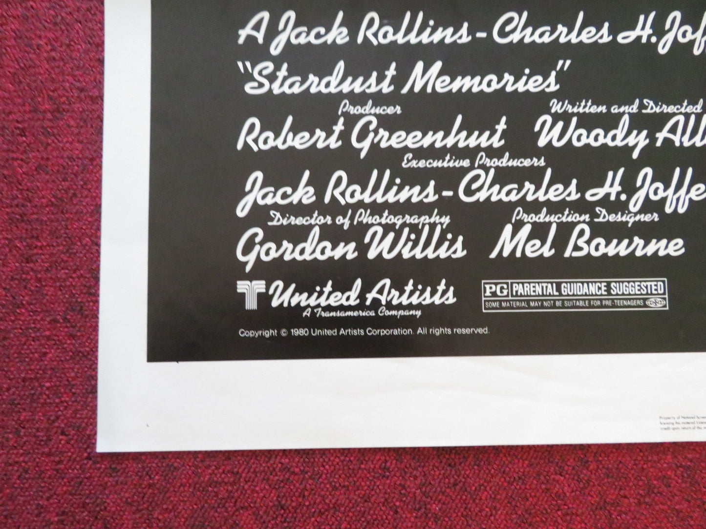 STARDUST MEMORIES FOLDED US ONE SHEET POSTER WOODY ALLEN CHARLOTTE RAMPLING 1980 Rendezvous Cinema Movie posters