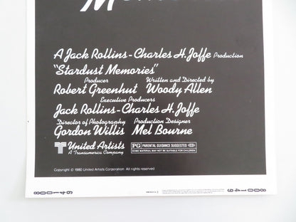 STARDUST MEMORIES US INSERT POSTER WOODY ALLEN CHARLOTTE RAMPLING 1980 Movie posters