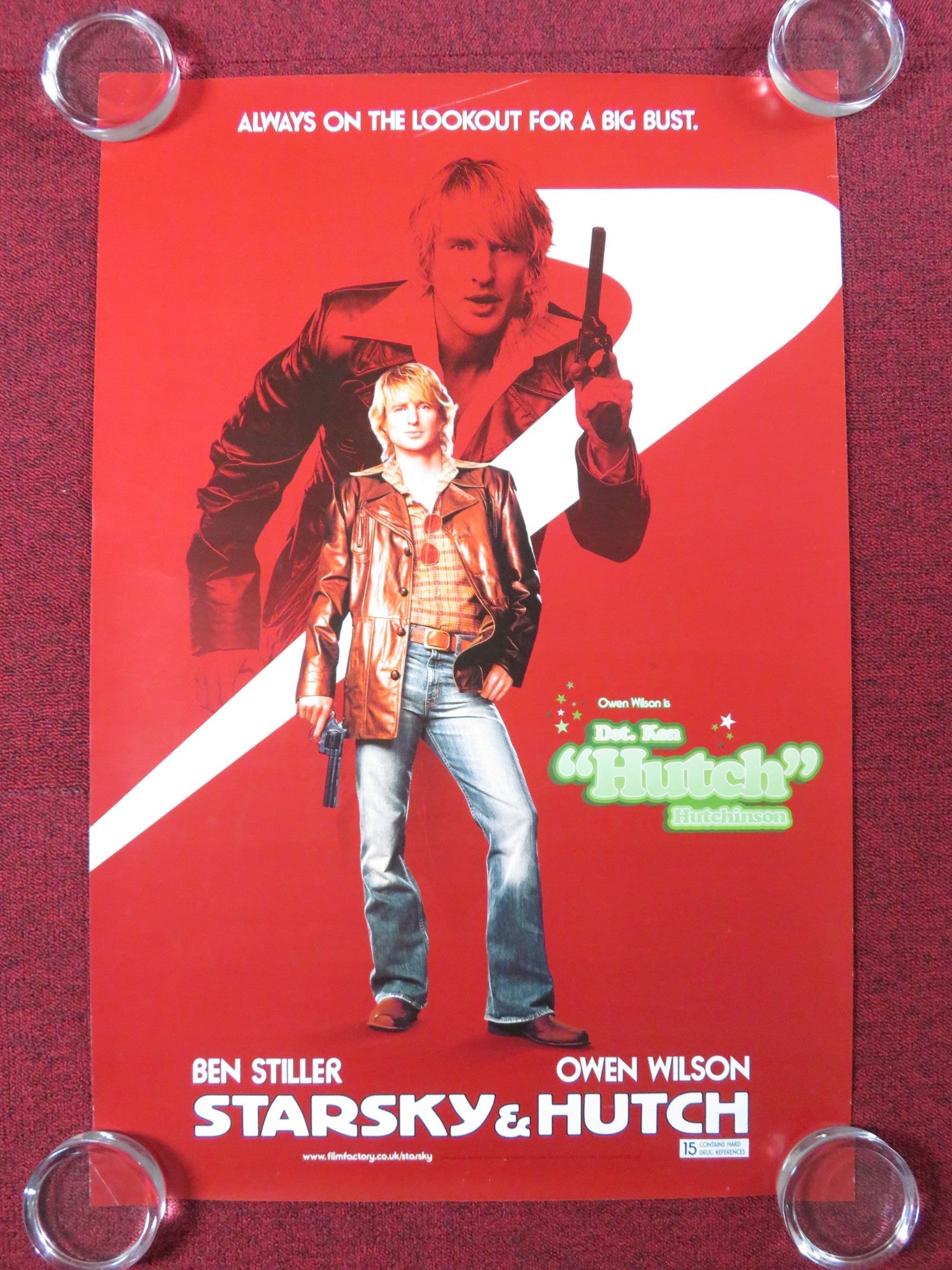 STARSKY AND HUTCH - A VHS VIDEO POSTER ROLLED OWEN WILSON BEN STILLER 2004 Rendezvous Cinema Movie posters