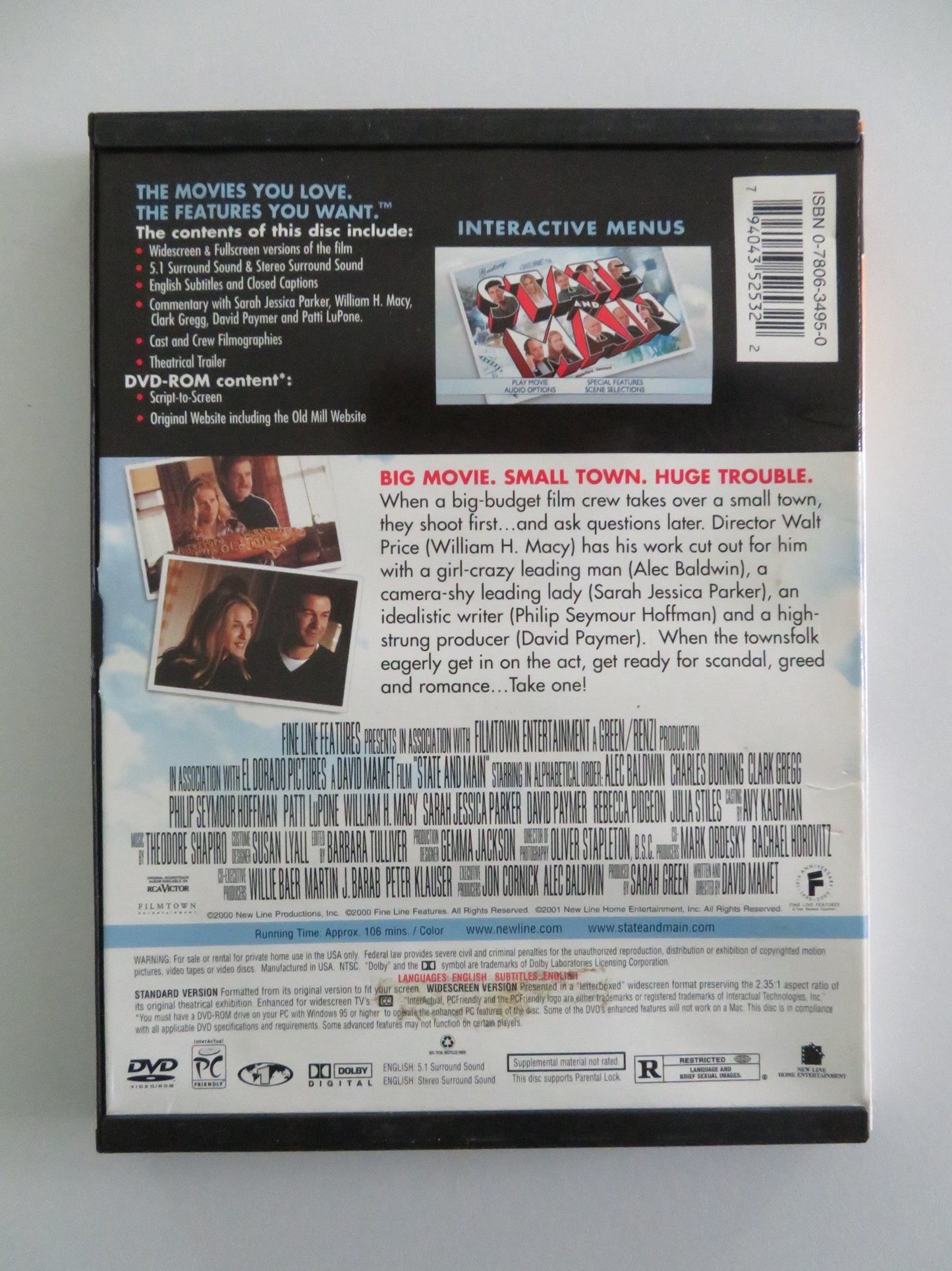 State and Main (DVD) Alec Baldwin Philip Seymour Hoffman 2000 Region 1 Movie posters