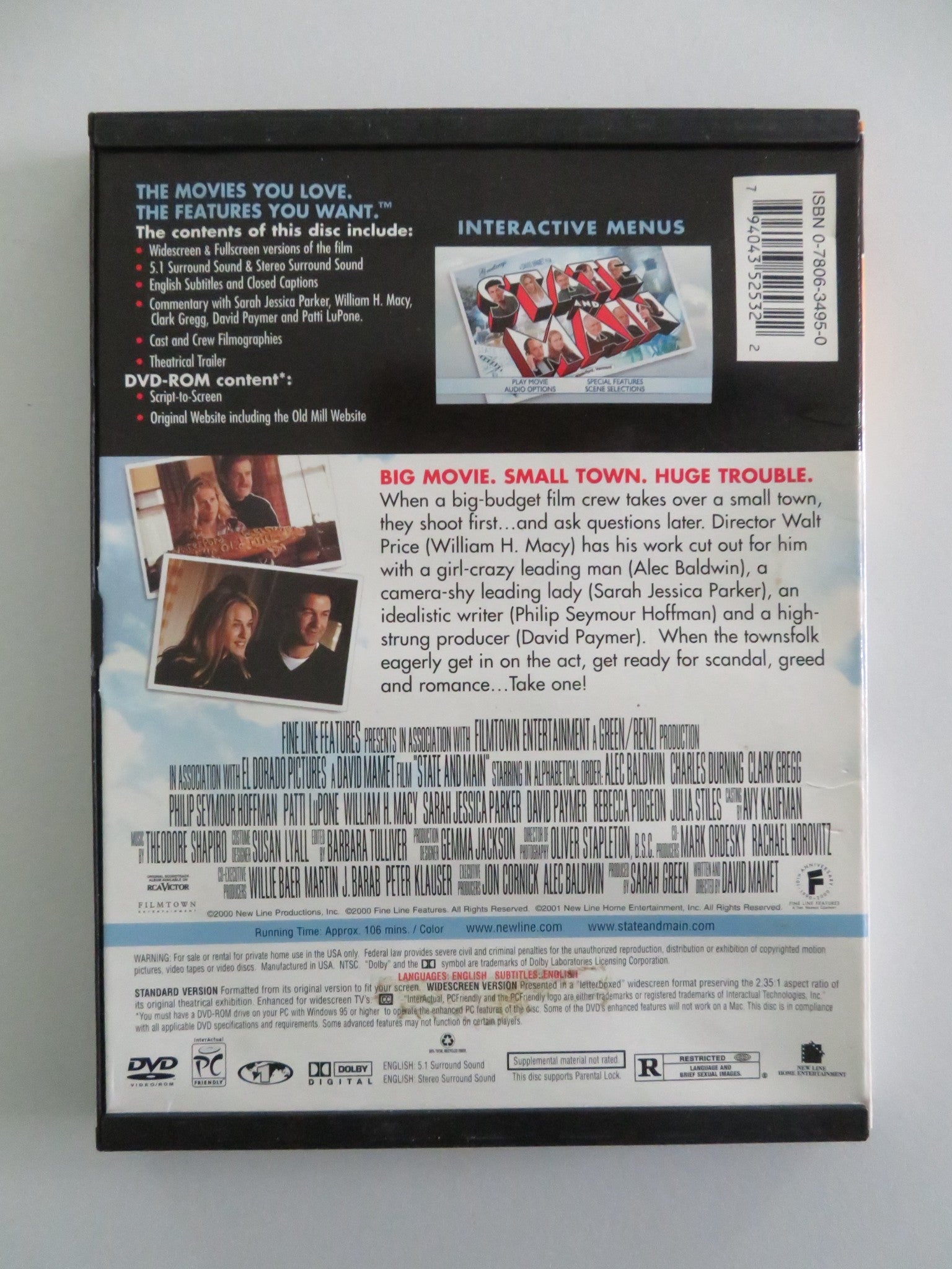 State and Main (DVD) Alec Baldwin Philip Seymour Hoffman 2000 Region 1 Movie posters
