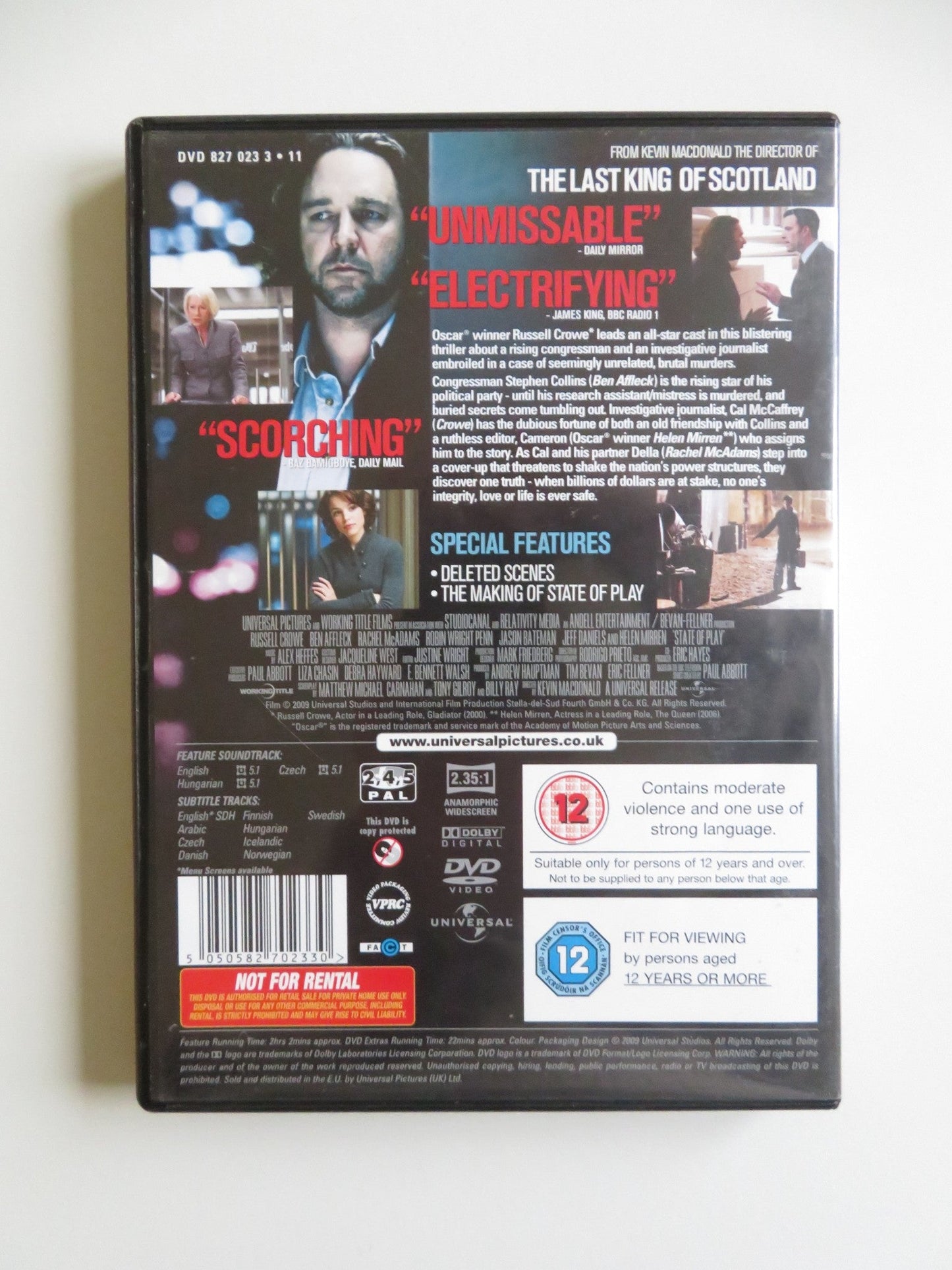 STATE OF PLAY (DVD) RUSSELL CROWE BEN AFFLECK 2009 REGION 2, 4, 5 Movie posters
