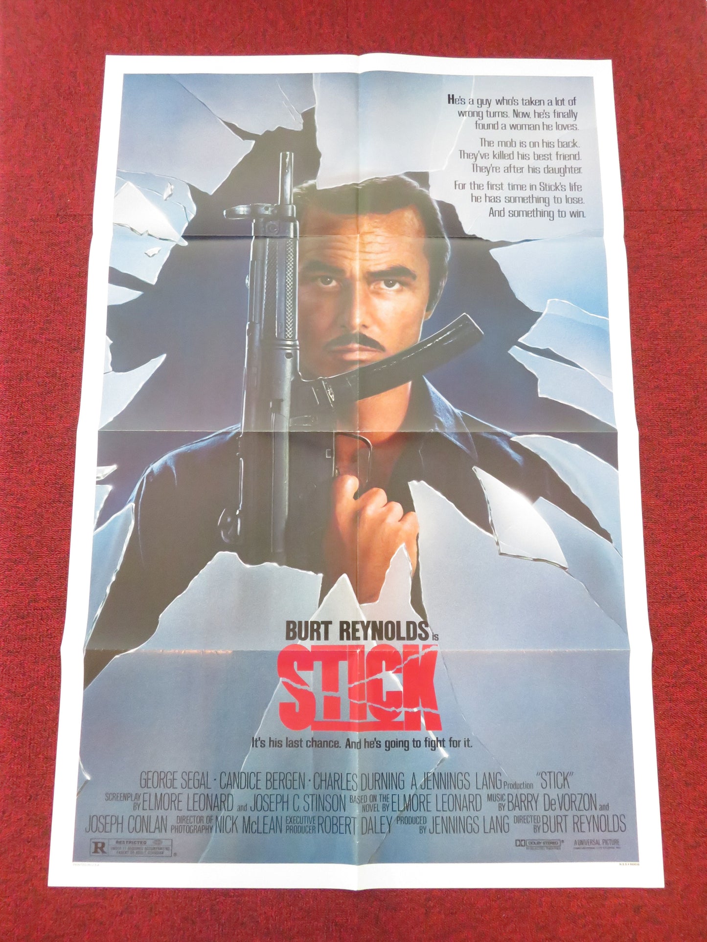 Stick Folded US One Sheet Poster Burt Reynolds Candice Bergen 1985 Movie posters