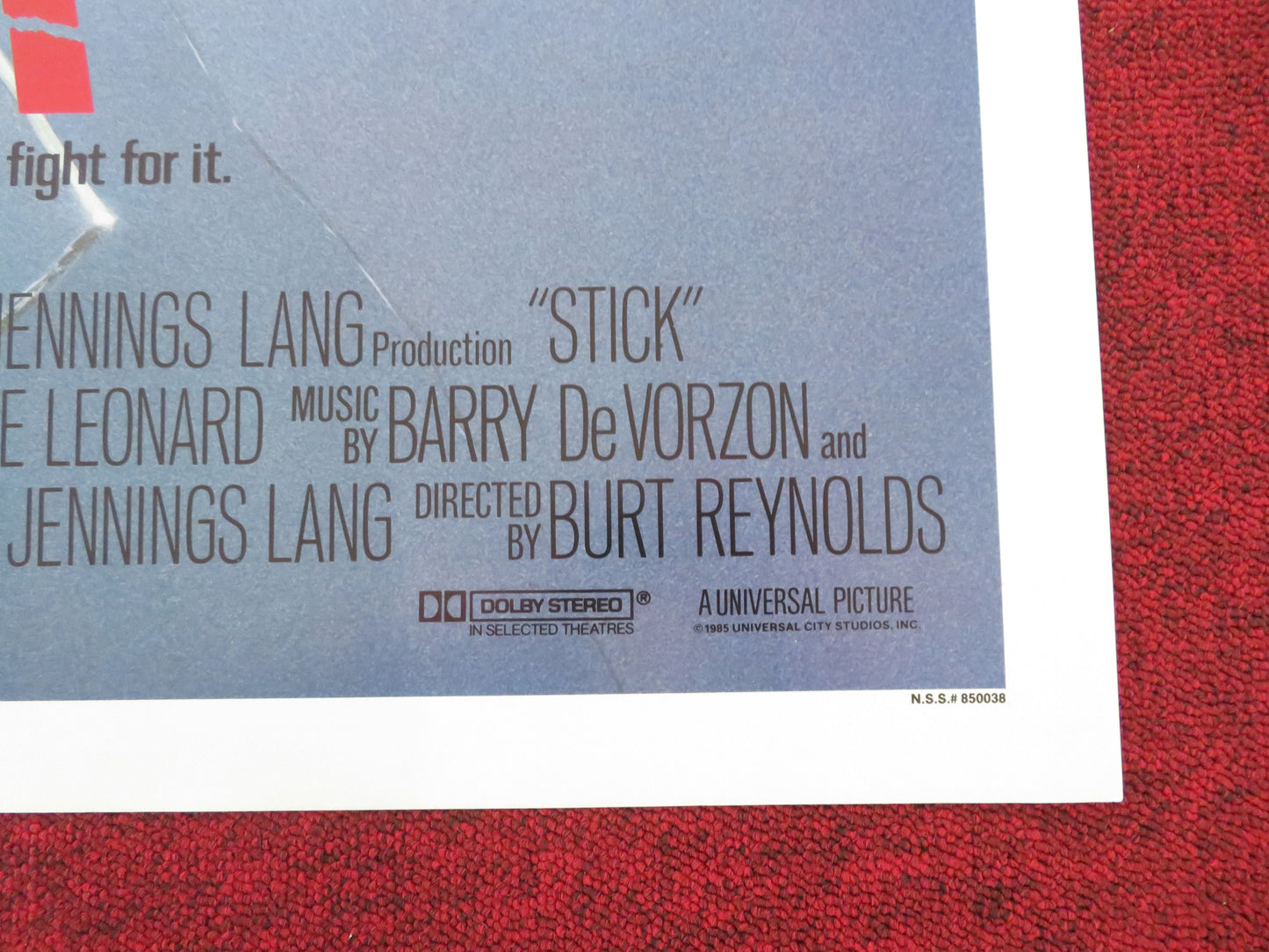 Stick Folded US One Sheet Poster Burt Reynolds Candice Bergen 1985 Movie posters