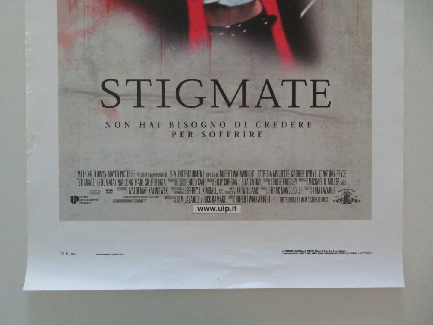 STIGMATA ITALIAN LOCANDINA POSTER PATRICIA ARQUETTE GABRIEL BYRNE 2000 Movie posters