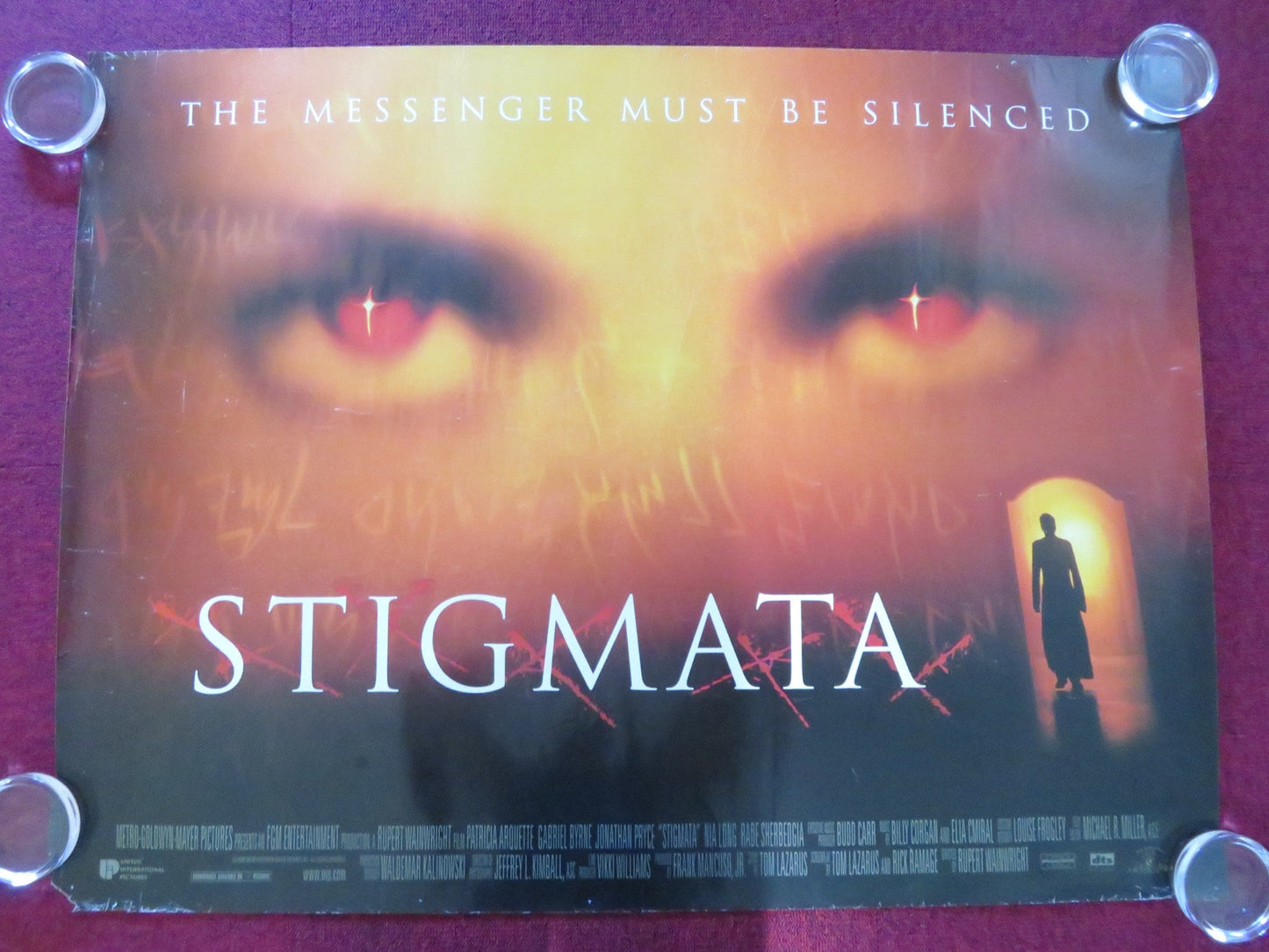 STIGMATA UK QUAD ROLLED POSTER PATRICIA ARQUETTE GABRIEL BYRNE 1999 Rendezvous Cinema Movie posters