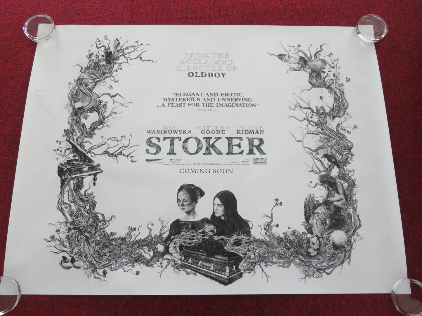 STOKER - A UK QUAD ROLLED POSTER MIA WASIKOWSKA NICOLE KIDMAN 2013 Movie posters