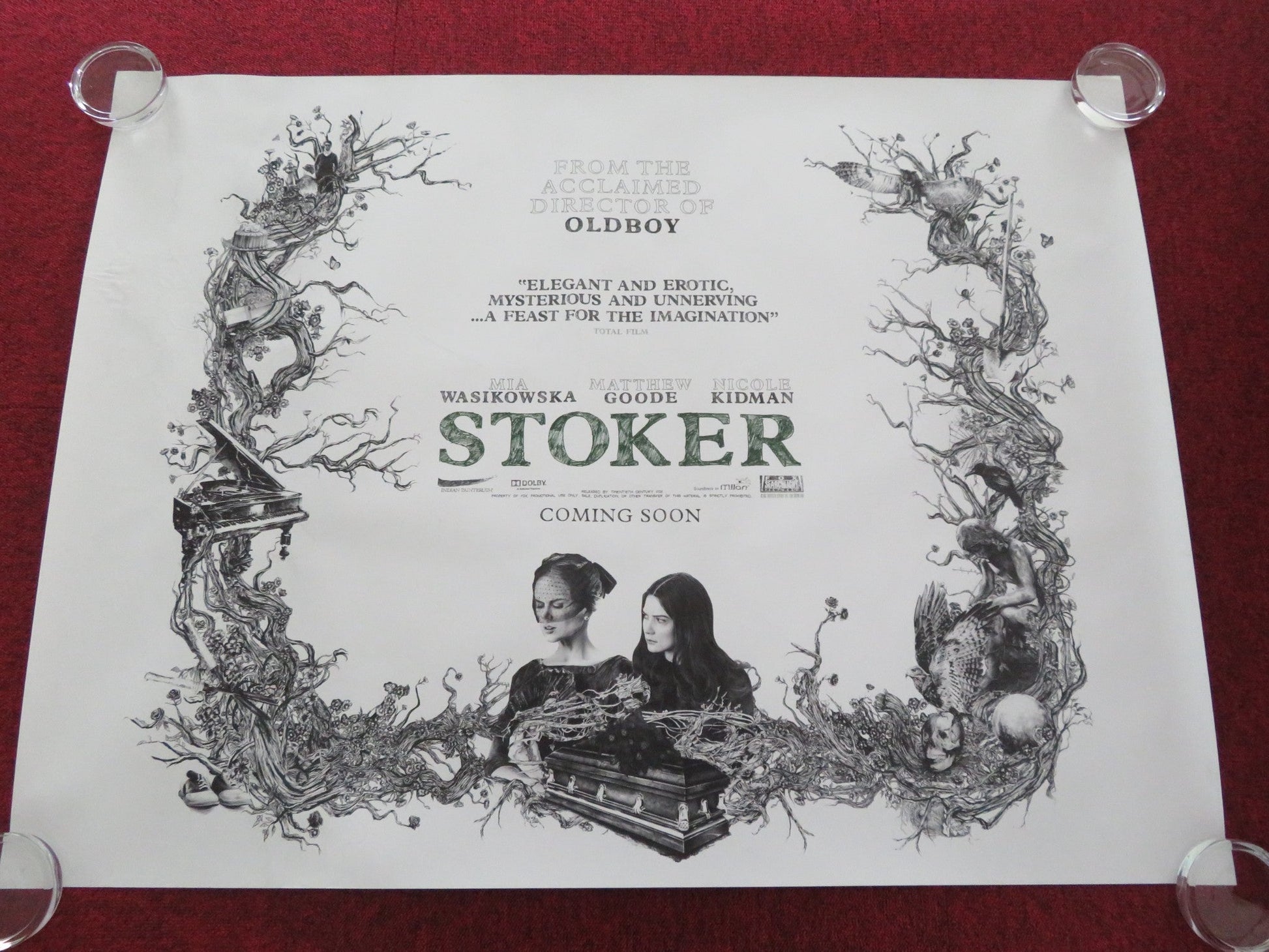 STOKER - A UK QUAD ROLLED POSTER MIA WASIKOWSKA NICOLE KIDMAN 2013 Movie posters