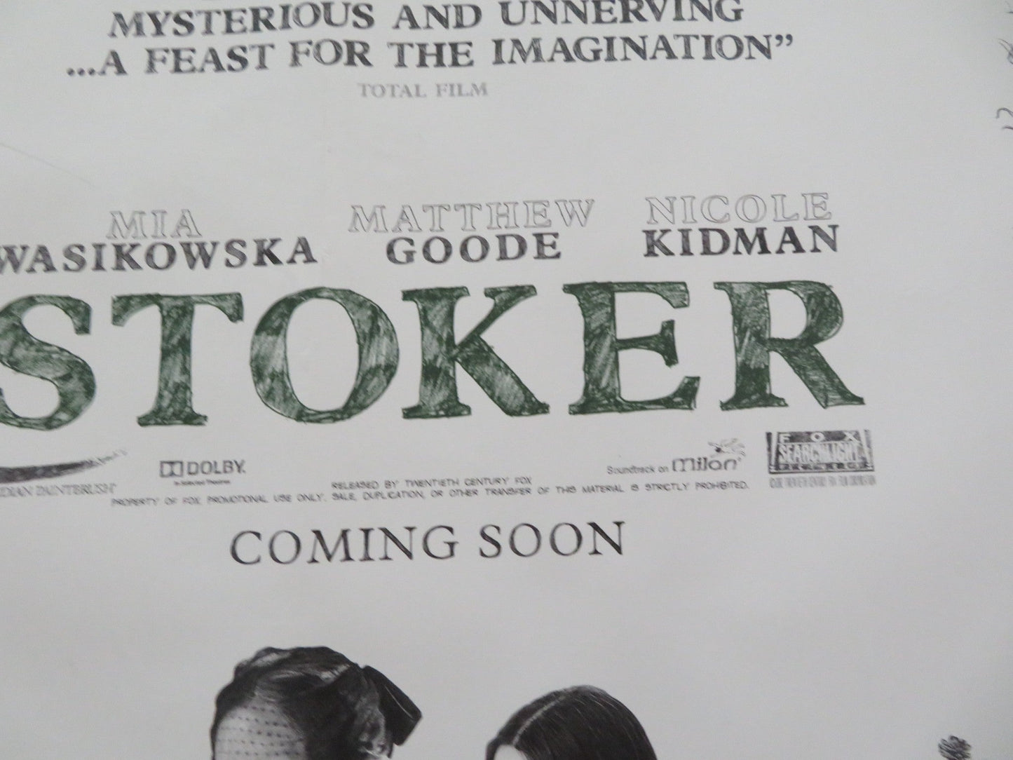 STOKER - A UK QUAD ROLLED POSTER MIA WASIKOWSKA NICOLE KIDMAN 2013 Movie posters