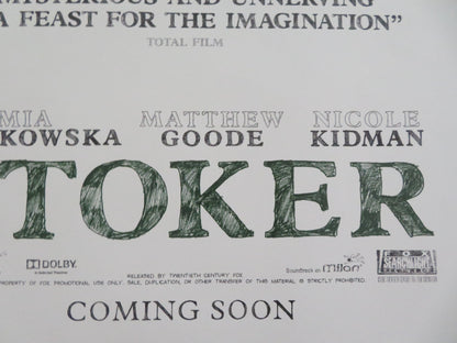 STOKER - A UK QUAD ROLLED POSTER MIA WASIKOWSKA NICOLE KIDMAN 2013 Movie posters