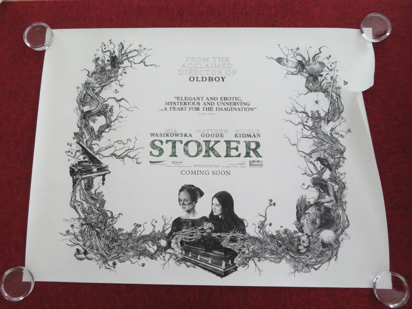 STOKER - A UK QUAD ROLLED POSTER MIA WASIKOWSKA NICOLE KIDMAN 2013 Movie posters
