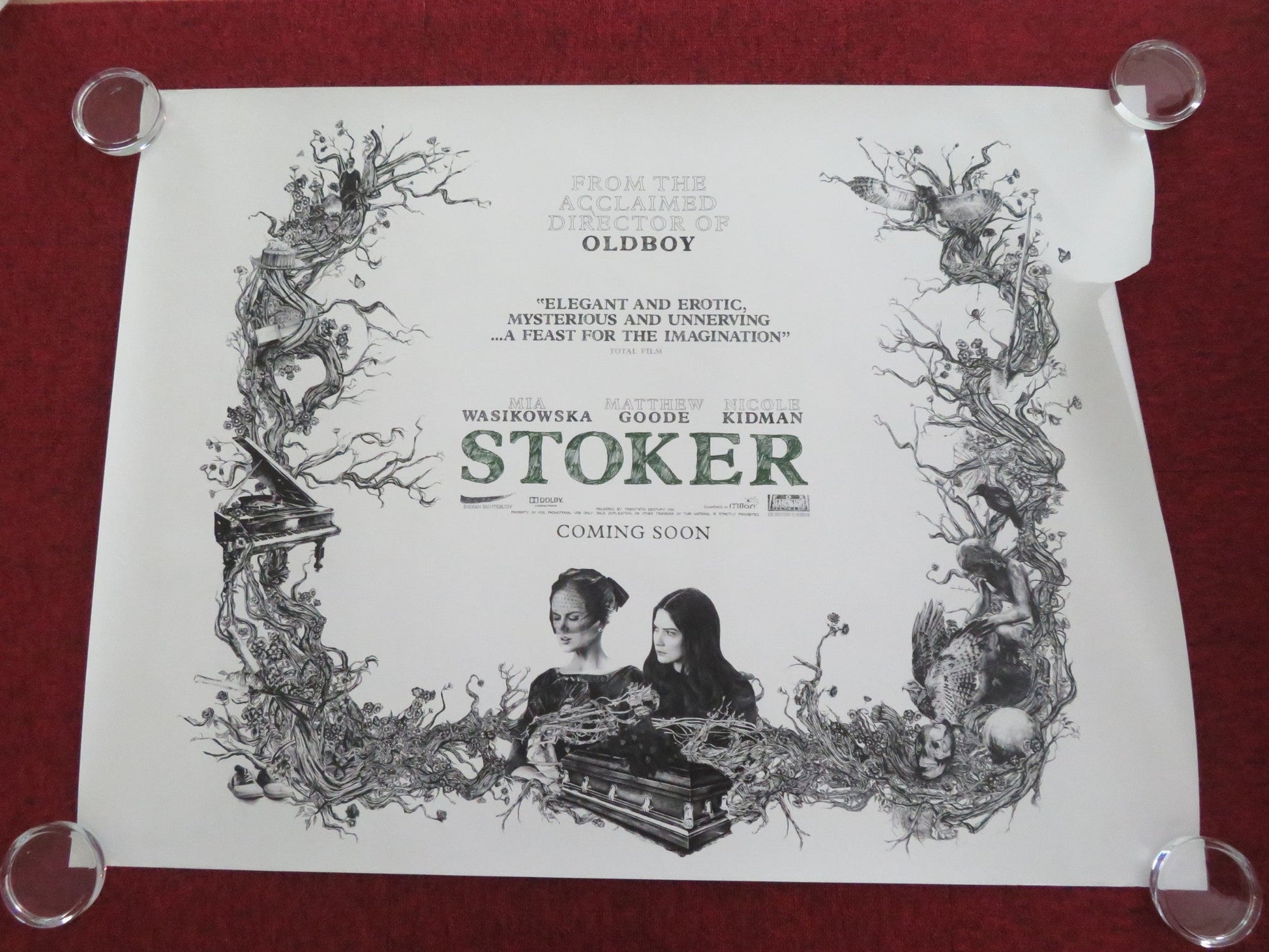 STOKER - A UK QUAD ROLLED POSTER MIA WASIKOWSKA NICOLE KIDMAN 2013 Movie posters