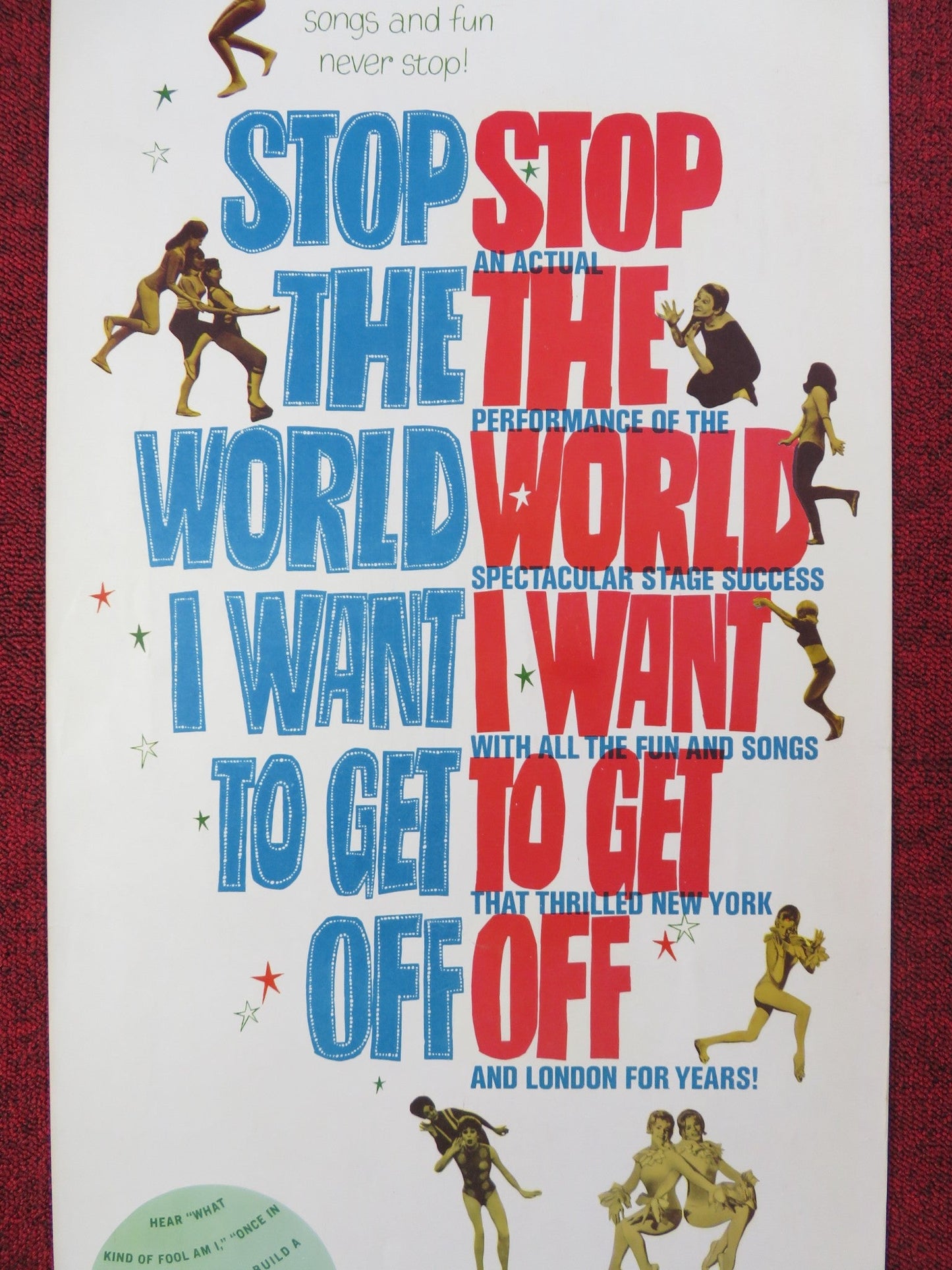 STOP THE WORLD I WANT TO GET OFF US INSERT POSTER TONY TANNER M. MARTIN 1966 Rendezvous Cinema Movie posters