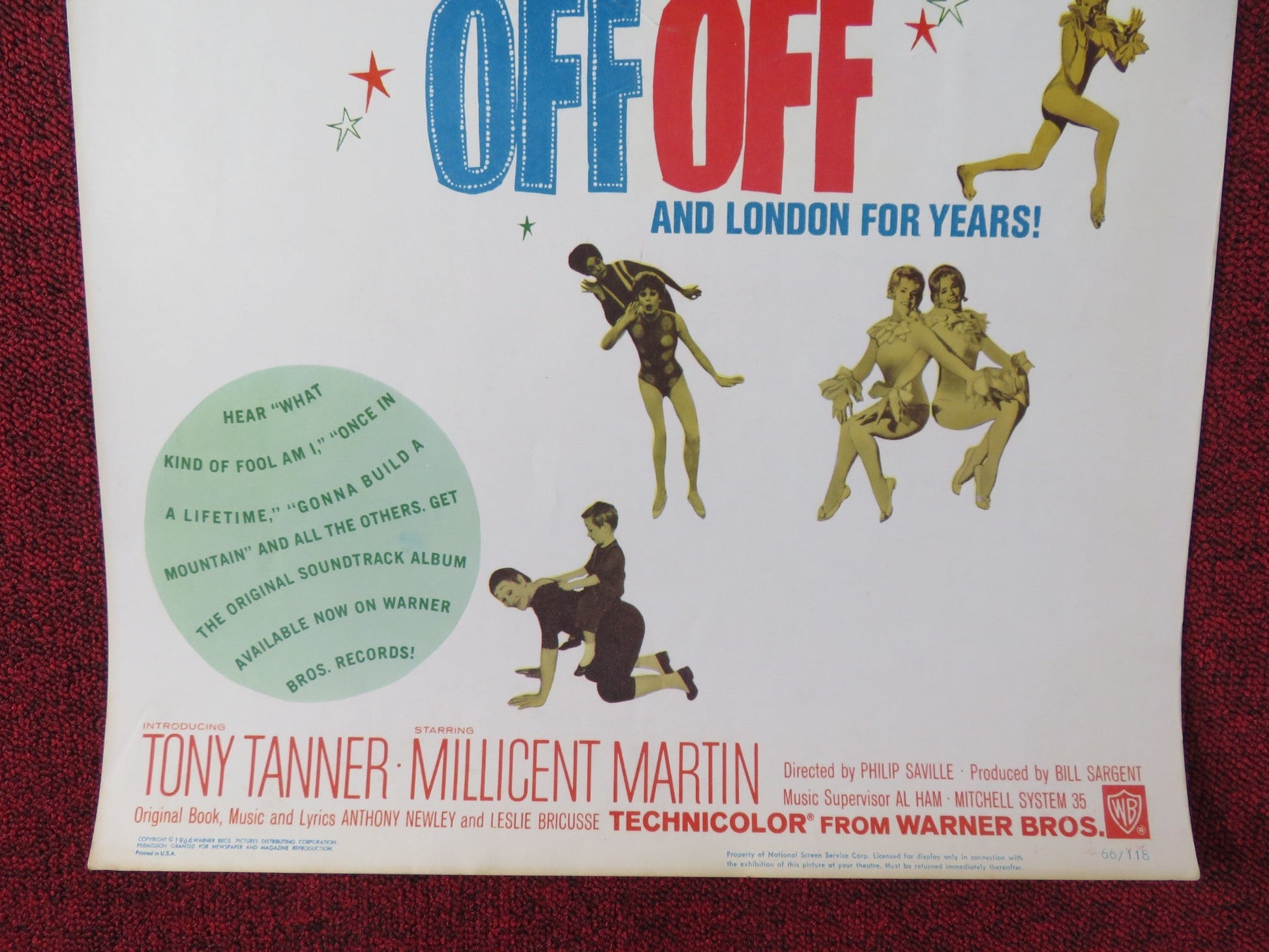 STOP THE WORLD I WANT TO GET OFF US INSERT POSTER TONY TANNER M. MARTIN 1966 Rendezvous Cinema Movie posters