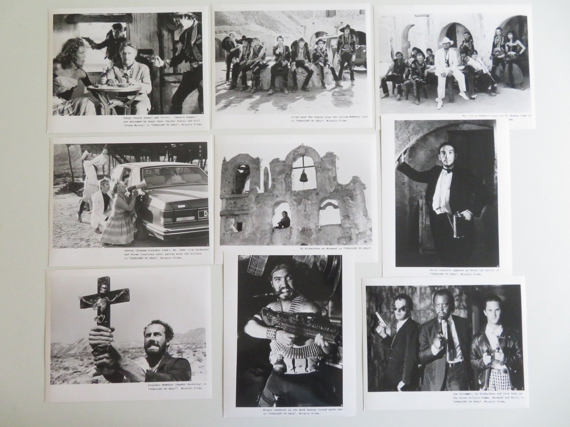 STRAIGHT TO HELL MOVIE STILL PHOTO LOT OF 9 DENNIS HOPPER GRACE JONES POGUES '87 - Rendezvous Cinema