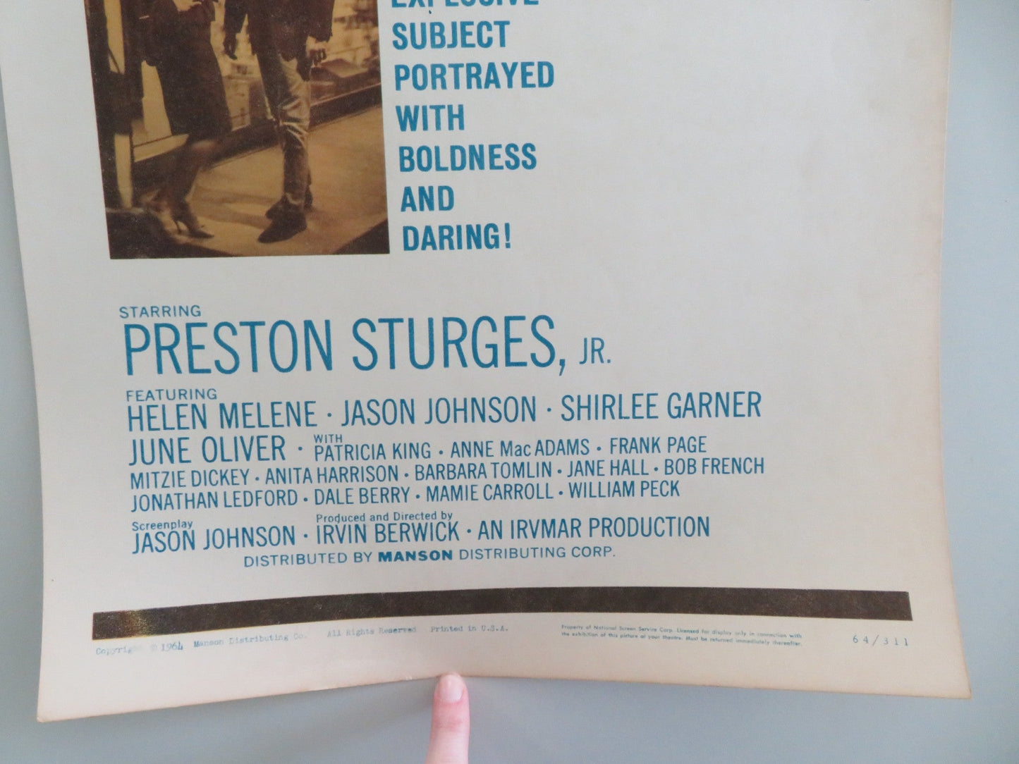 Strange Compulsion US Insert Poster Soloman Sturges Helen Melene 1964 Movie posters