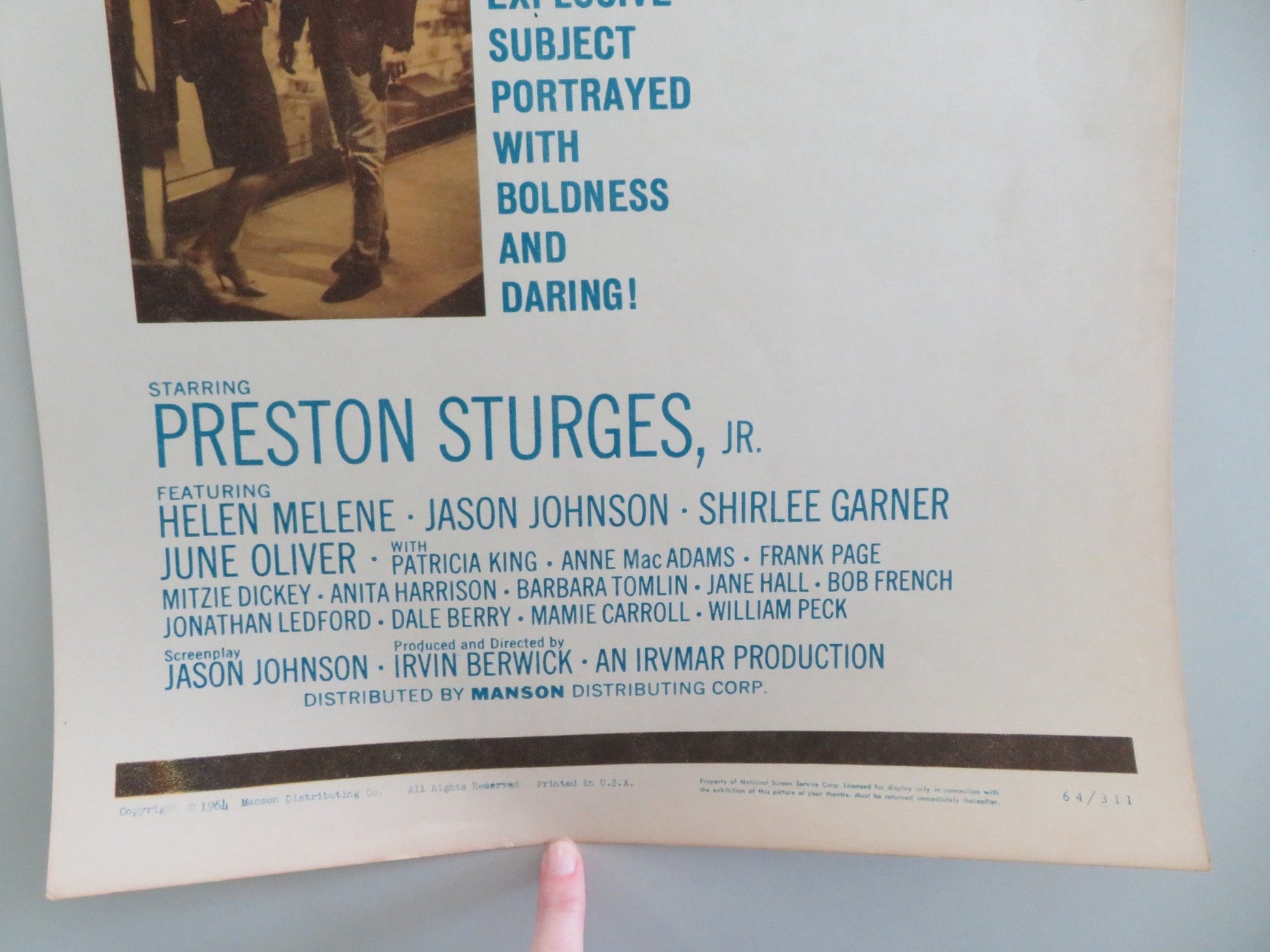 Strange Compulsion US Insert Poster Soloman Sturges Helen Melene 1964 Movie posters