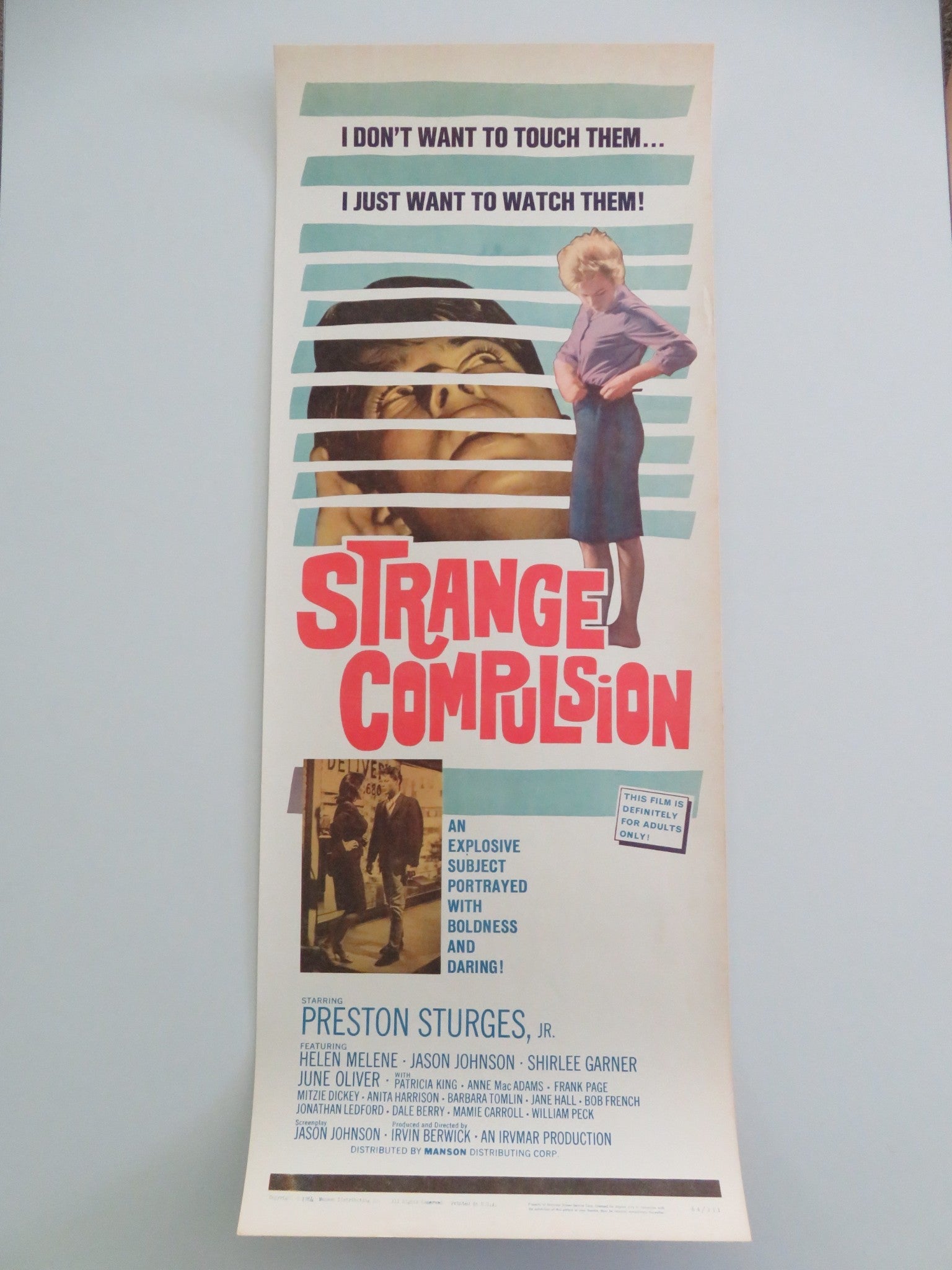 Strange Compulsion US Insert Poster Soloman Sturges Helen Melene 1964 Movie posters