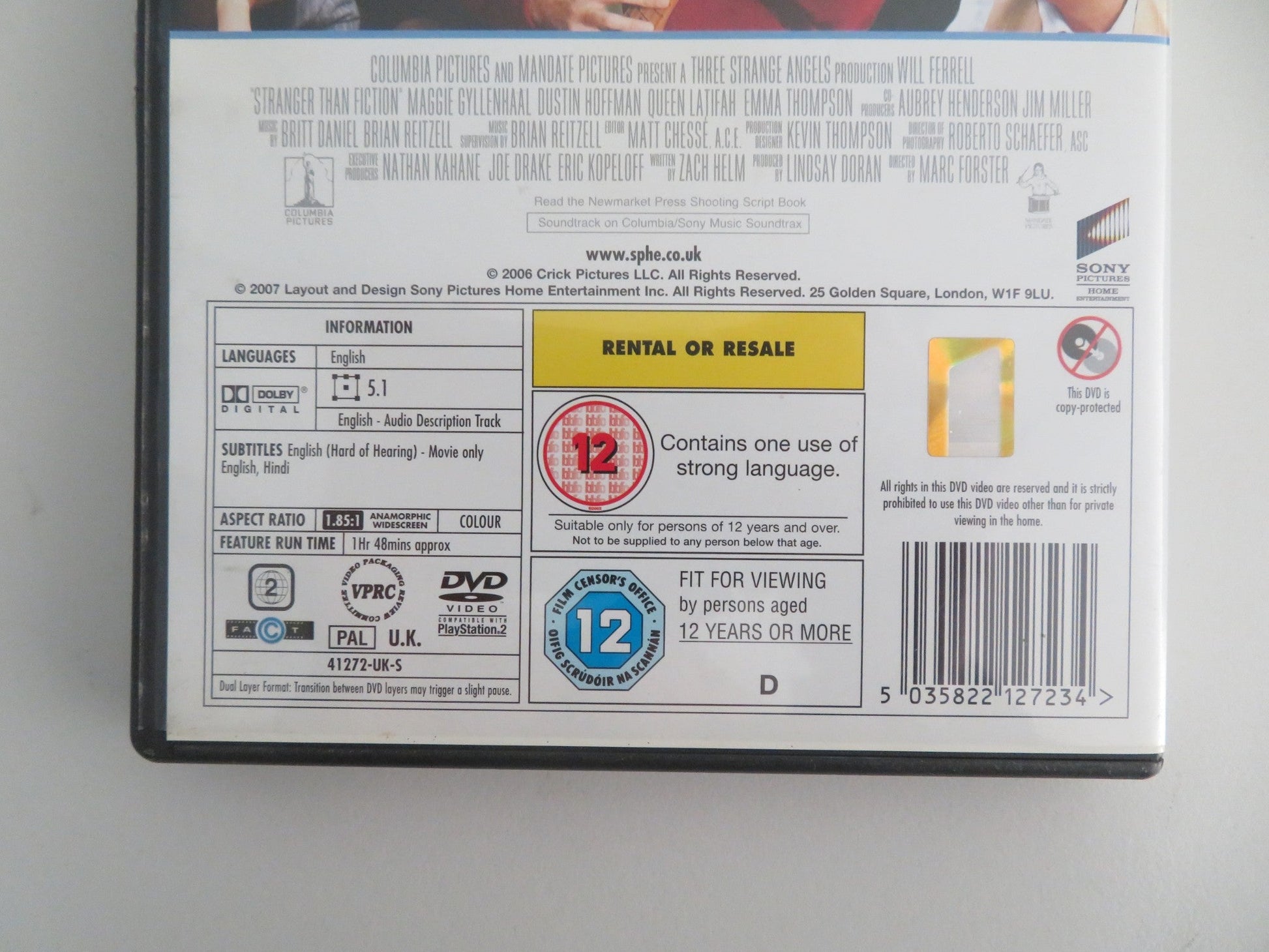 Stranger than Fiction (DVD) Will Ferrell Maggie Gyllenhaal 2006 Region 2 Movie posters
