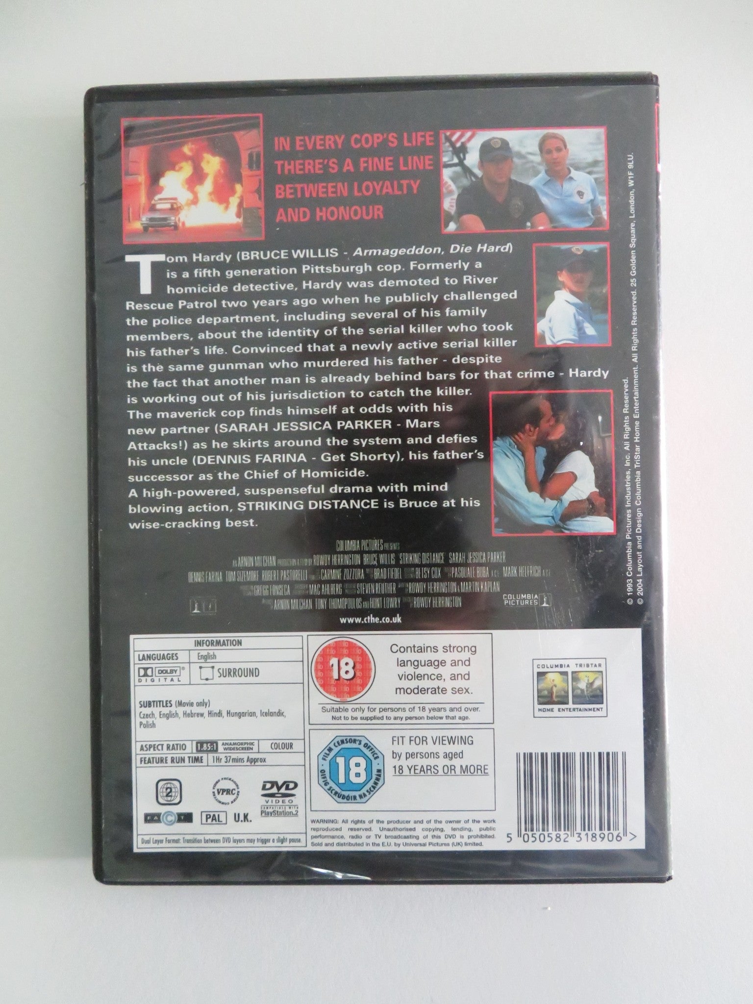 STRIKING DISTANCE (DVD) BRUCE WILLIS SARAH JESSICA PARKER 1993 REGION 2 Movie posters