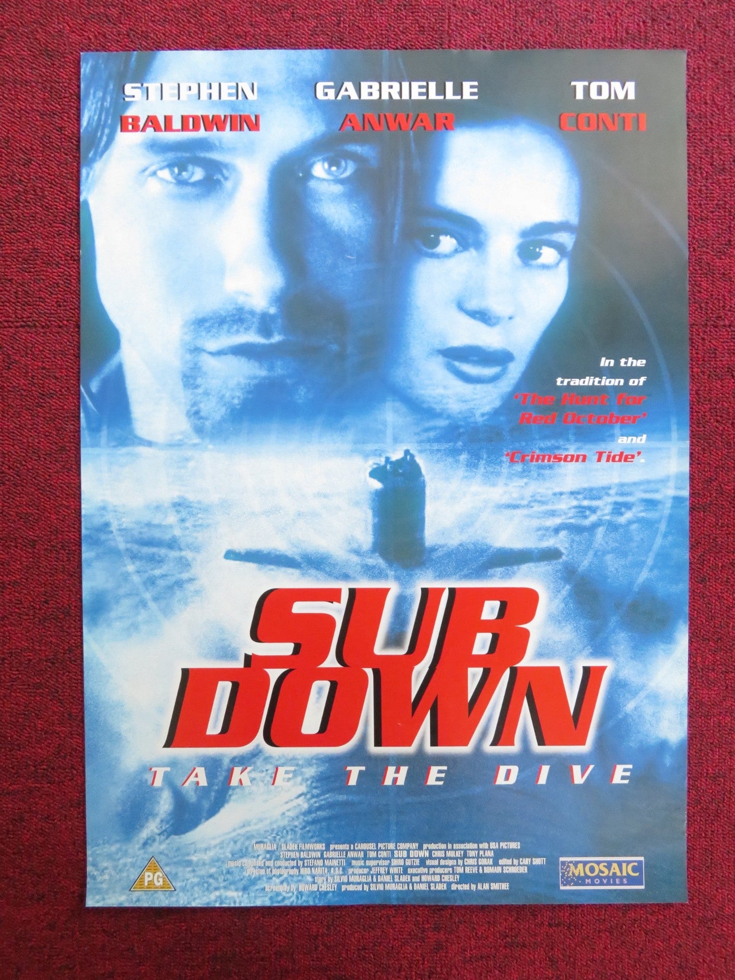 SUB DOWN VHS VIDEO POSTER STEPHEN BALDWIN GABRIELLE ANWAR 1997 Rendezvous Cinema Movie posters