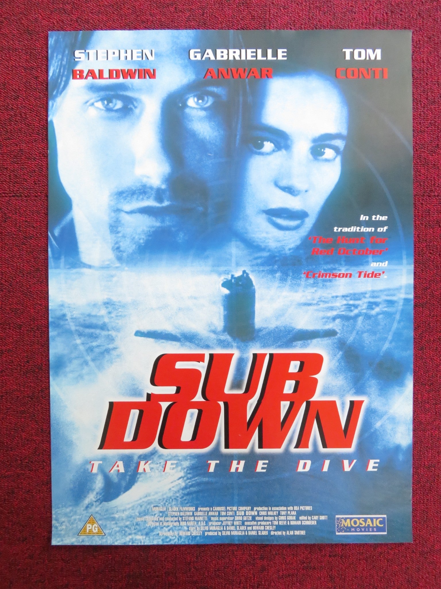 SUB DOWN VHS VIDEO POSTER STEPHEN BALDWIN GABRIELLE ANWAR 1997 Rendezvous Cinema Movie posters