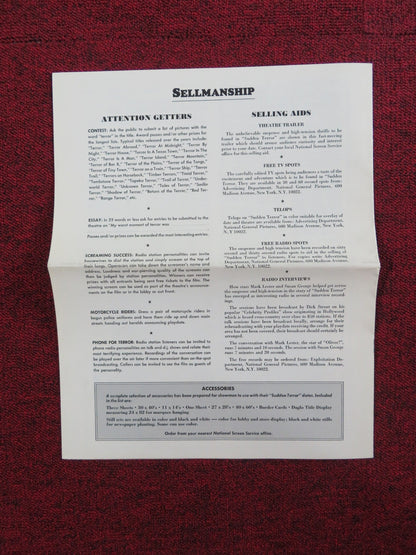 SUDDEN TERROR UNCUT PRESS BOOK FOLDED MARK LESTER LIONEL JEFFRIES 1971 Rendezvous Cinema Movie posters