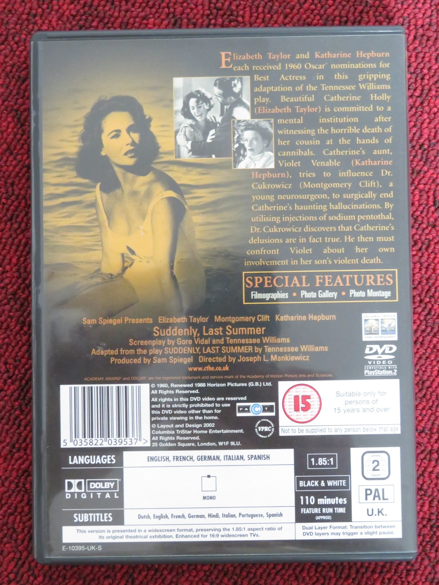 SUDDENLY, LAST SUMMER (DVD) ELIZABETH TAYLOR KATHARINE HEPBURN 1959 REGION 2 Rendezvous Cinema Movie posters