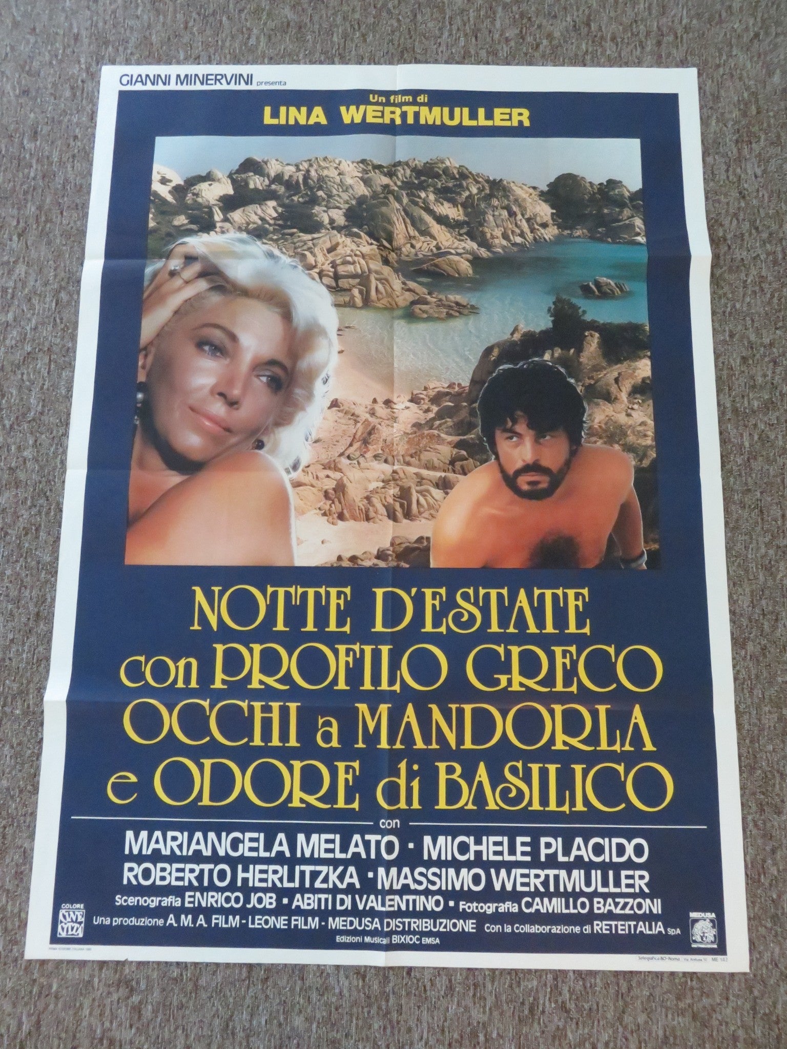 SUMMER NIGHT WITH GREEK PROFILE, ALMOND EYES... ITALIAN 2 FOGLIO POSTER 1986 Rendezvous Cinema Movie posters