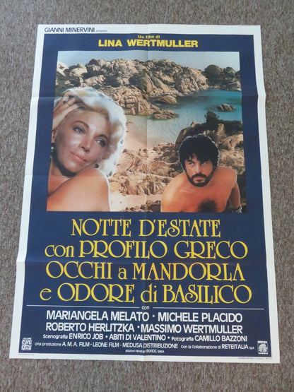 SUMMER NIGHT WITH GREEK PROFILE, ALMOND EYES... ITALIAN 2 FOGLIO POSTER 1986 Rendezvous Cinema Movie posters