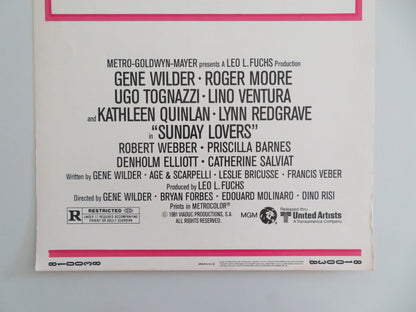 SUNDAY LOVERS US INSERT POSTER ROGER MOORE GENE WILDER 1981 Movie posters