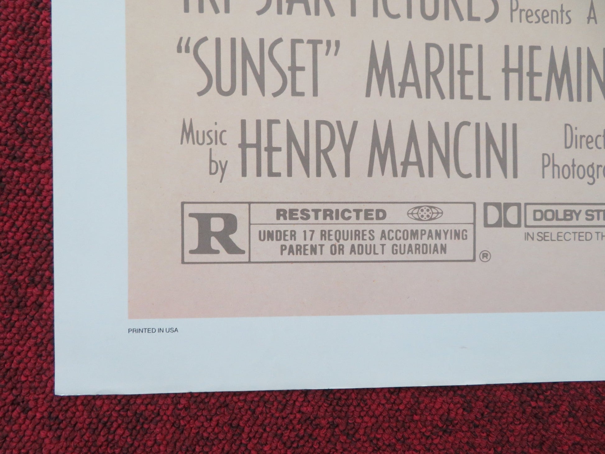 SUNSET FOLDED US ONE SHEET POSTER BRUCE WILLIS JAMES GARNER 1988 Movie posters