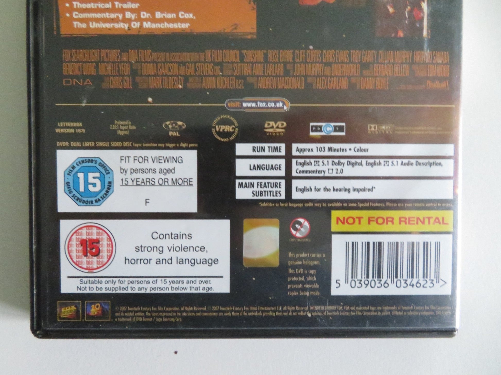 SUNSHINE (DVD) CILLIAN MURPHY CHRIS EVANS 2007 REGION 2 Movie posters