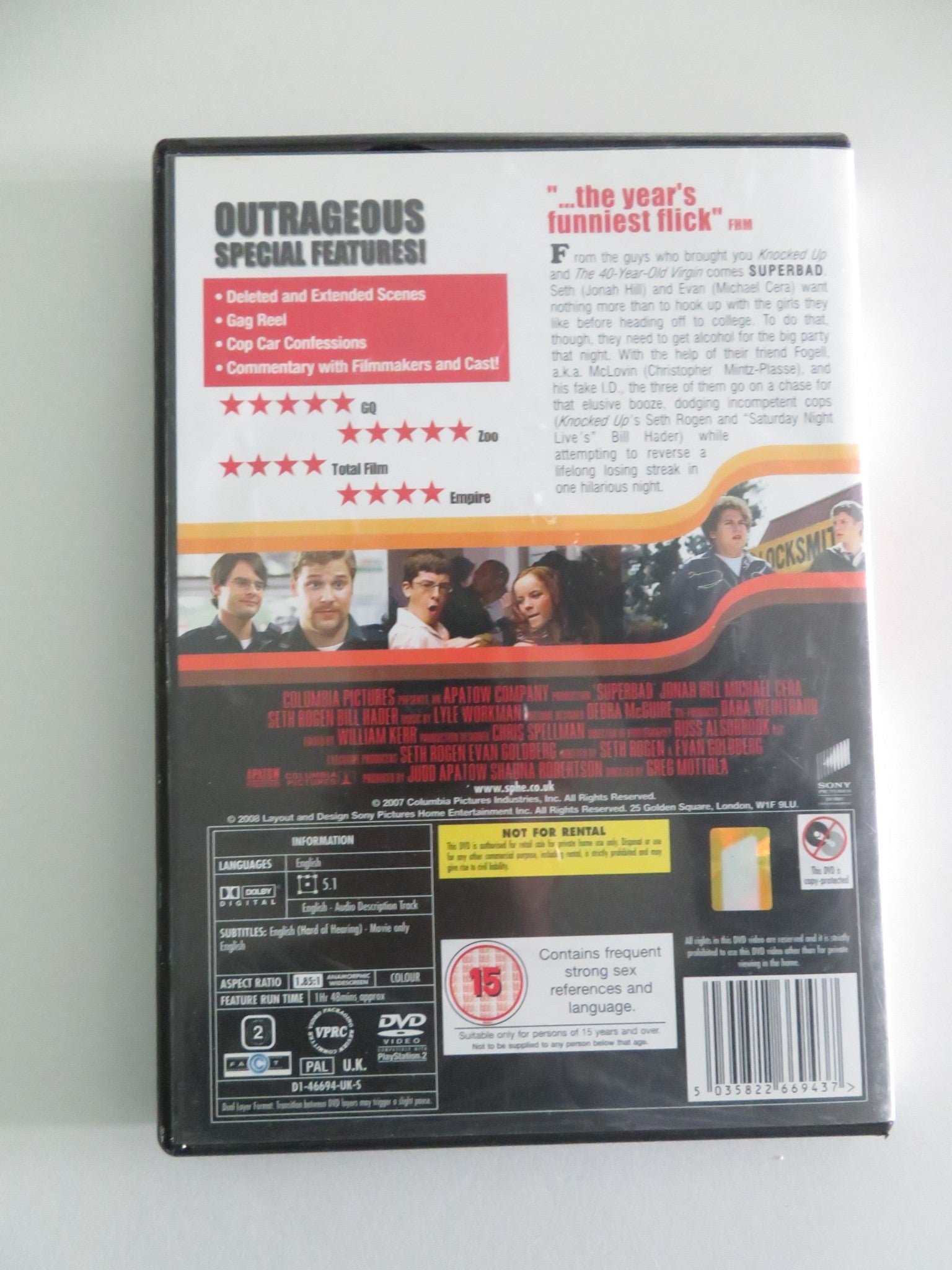 SUPERBAD (DVD) JONAH HILL MICHAEL CERA 2007 REGION 2 Movie posters