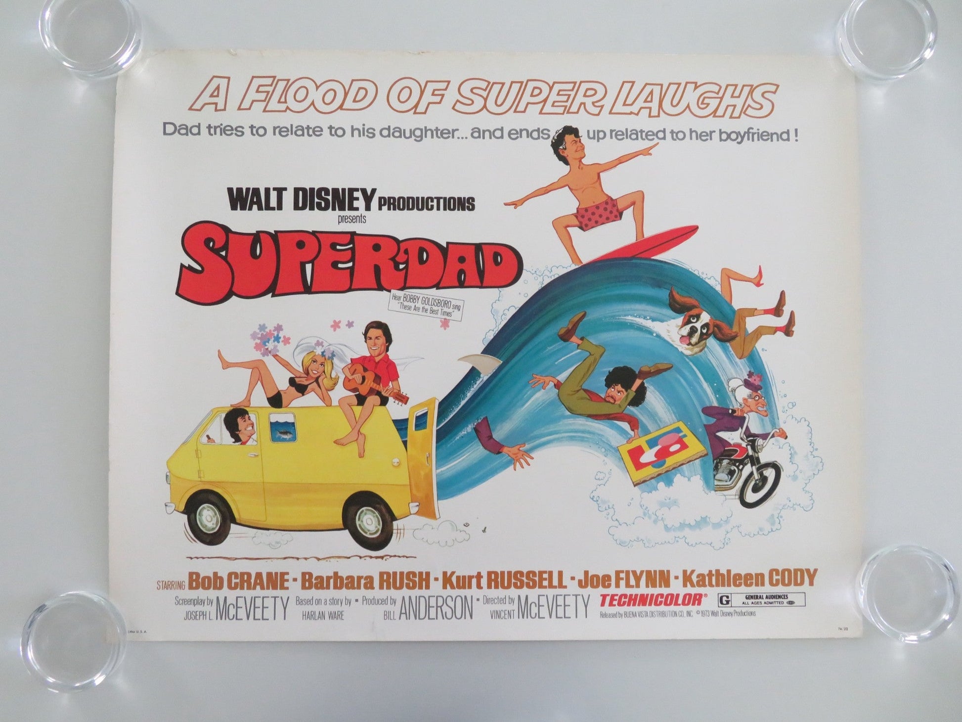 SUPERDAD US HALF SHEET (22"x 28") POSTER DISNEY BOB CRANE KURT RUSSELL 1973 Movie posters