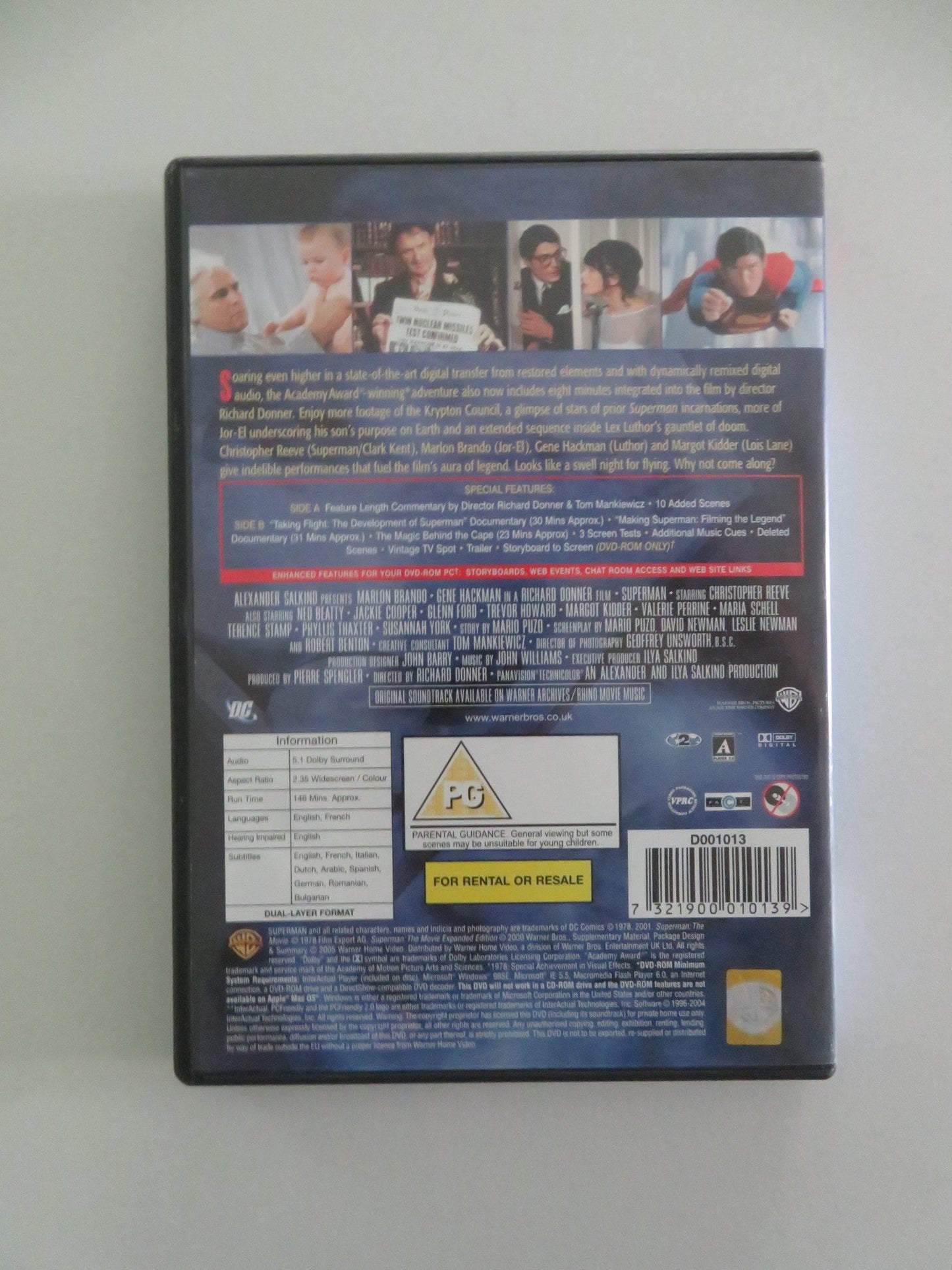 SUPERMAN THE MOVIE - B (DVD) CHRISTOPHER REEVE MARLON BRANDO 1978 REGION 2 Movie posters