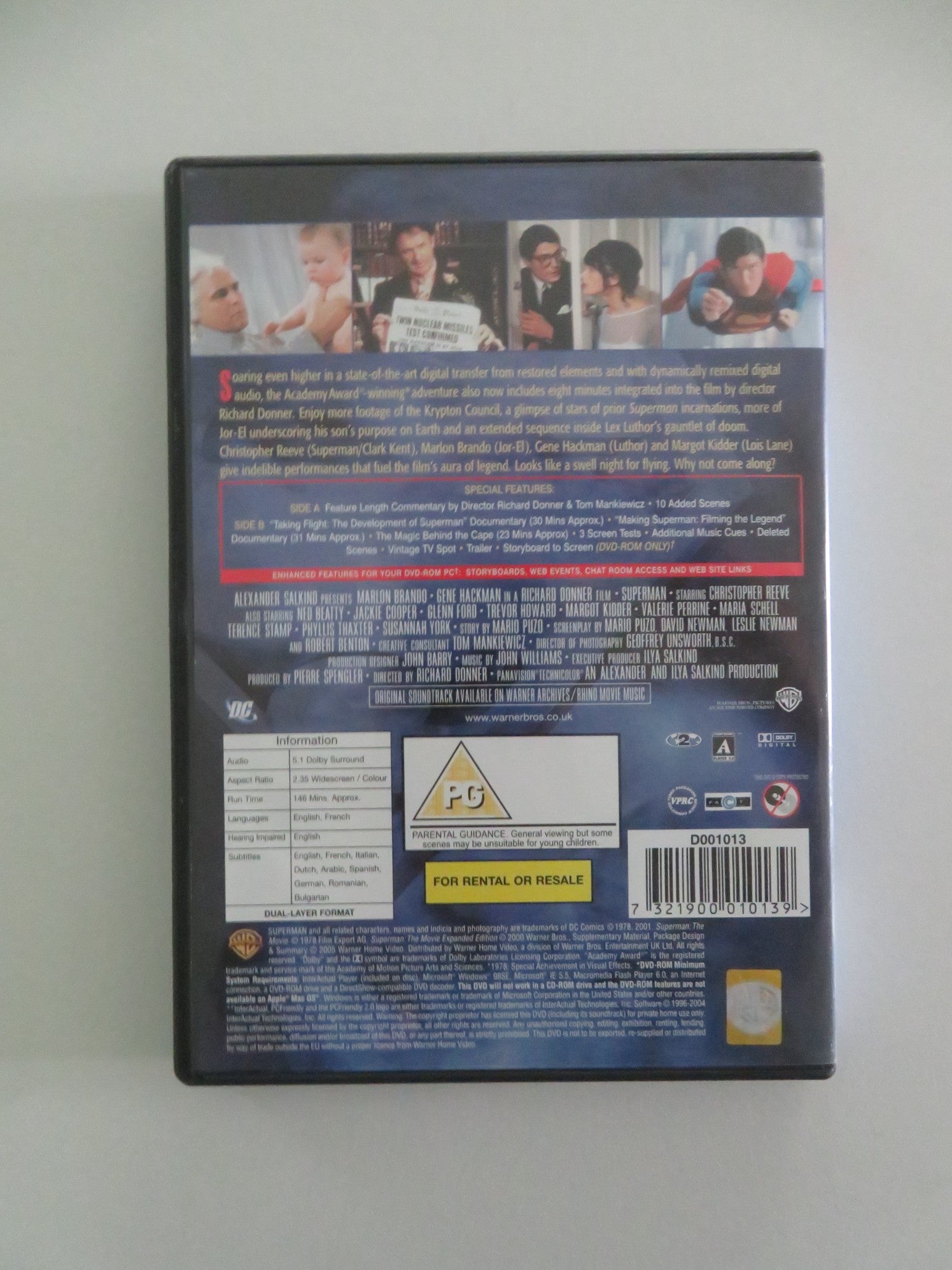 SUPERMAN THE MOVIE - B (DVD) CHRISTOPHER REEVE MARLON BRANDO 1978 REGION 2 Movie posters