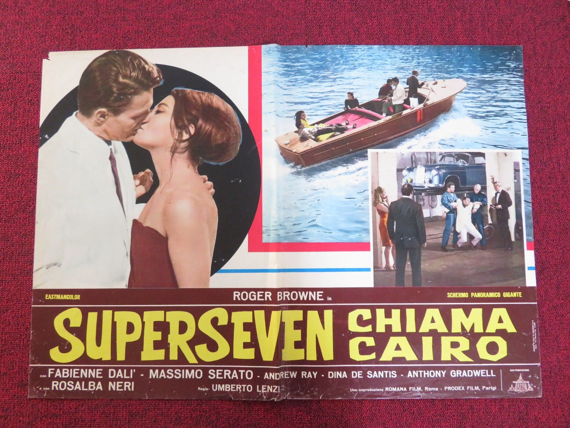 SUPERSEVEN CALLING CAIRO - B ITALIAN FOTOBUSTA POSTER ROGER BROWNE 1965 Rendezvous Cinema Movie posters