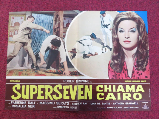 SUPERSEVEN CALLING CAIRO - C ITALIAN FOTOBUSTA POSTER ROGER BROWNE 1965 Rendezvous Cinema Movie posters