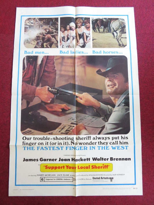 SUPPORT YOUR LOCAL SHERIFF FOLDED US ONE SHEET POSTER JAMES GARNER 1969 Rendezvous Cinema Movie posters