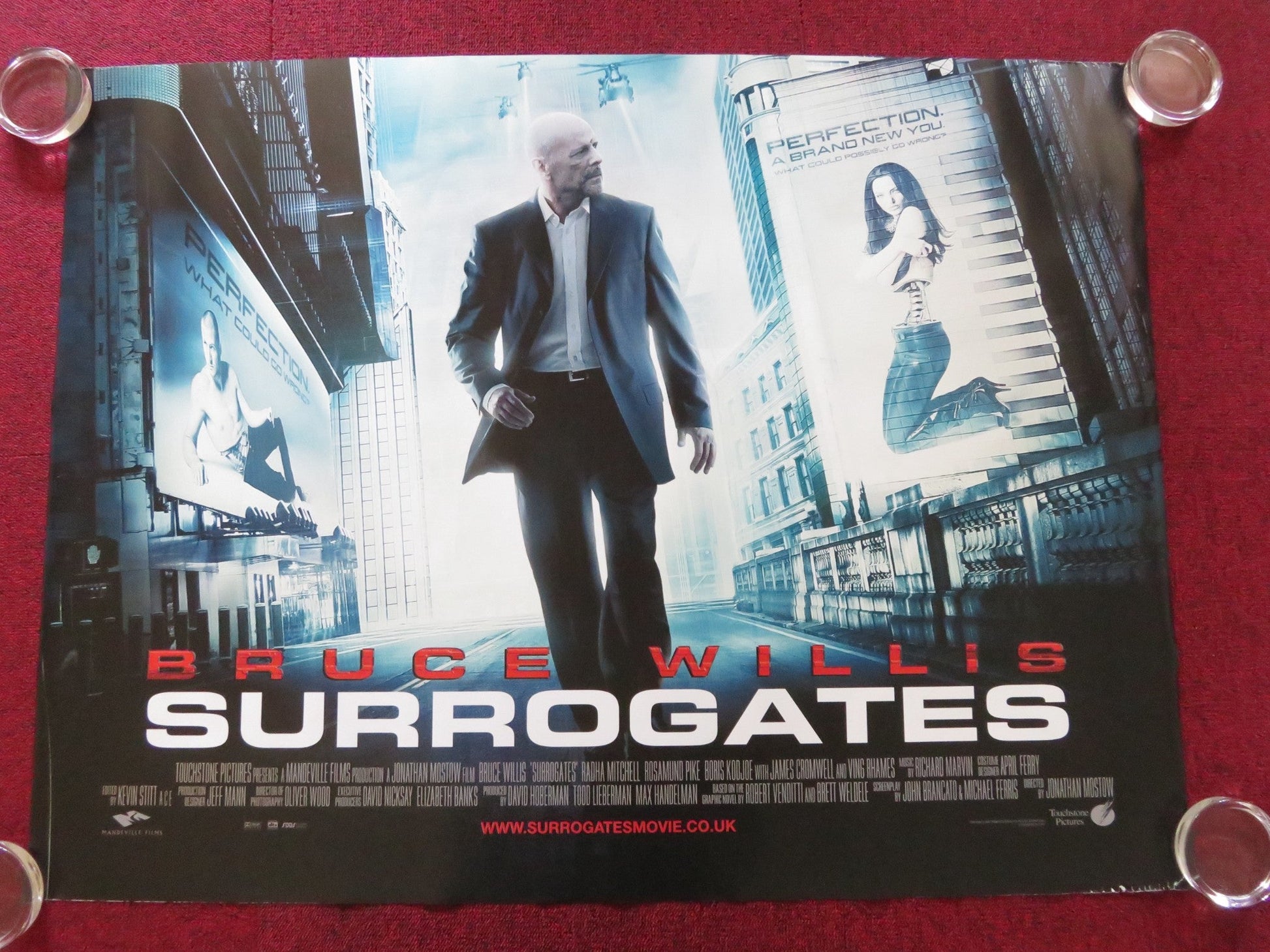 SURROGATES UK QUAD ROLLED POSTER BRUCE WILLIS RADHA MITCHELL 2009 Rendezvous Cinema Movie posters
